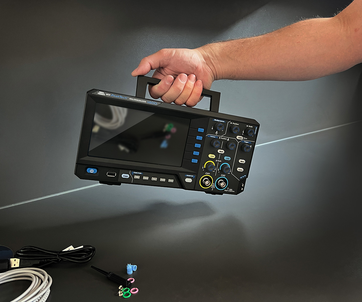 «PeakTech® P 1400» 5 MHz / 2CH, 100 MS/s Oscilloscope à mémoire