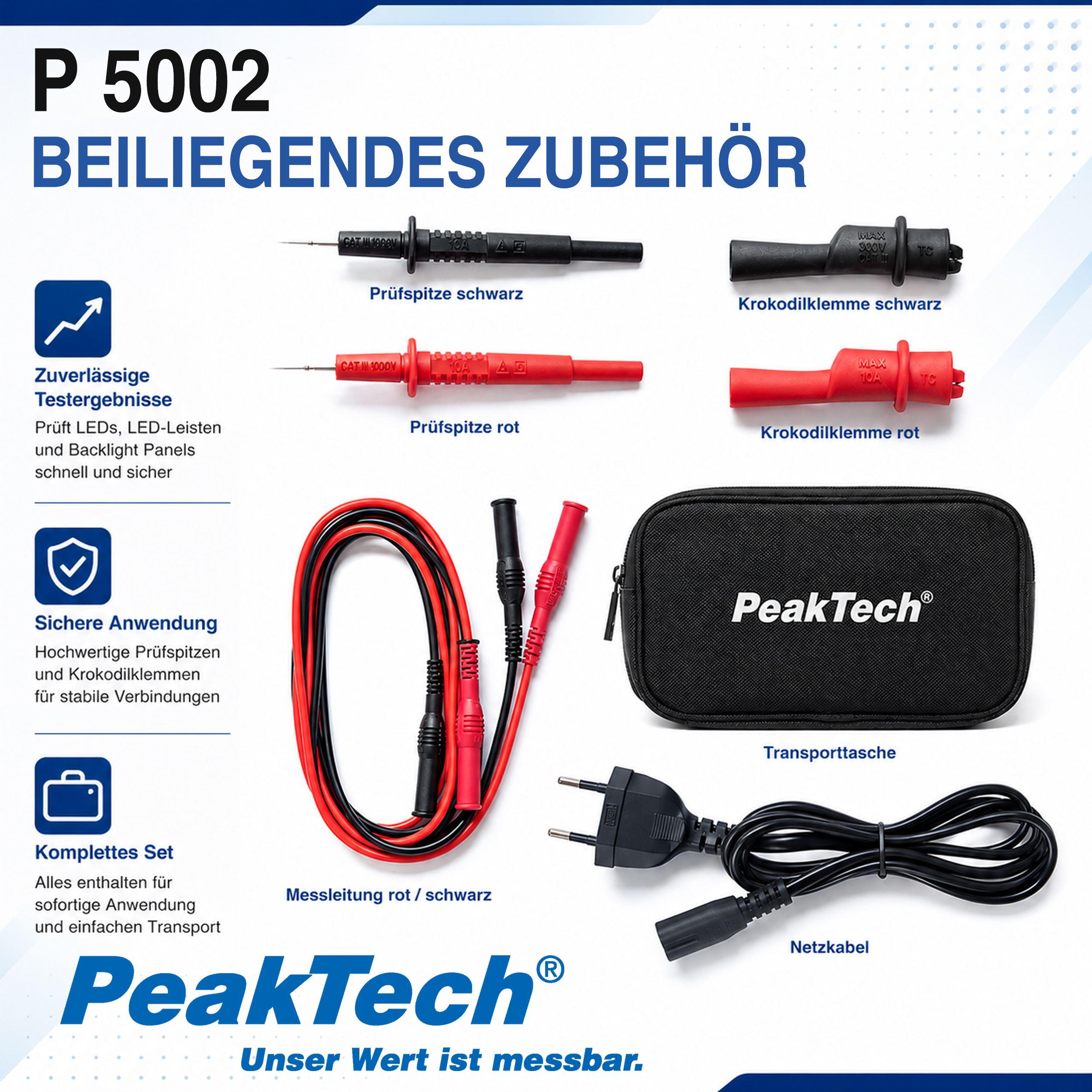 «PeakTech® P 5002» Tester de LED 0...300V DC