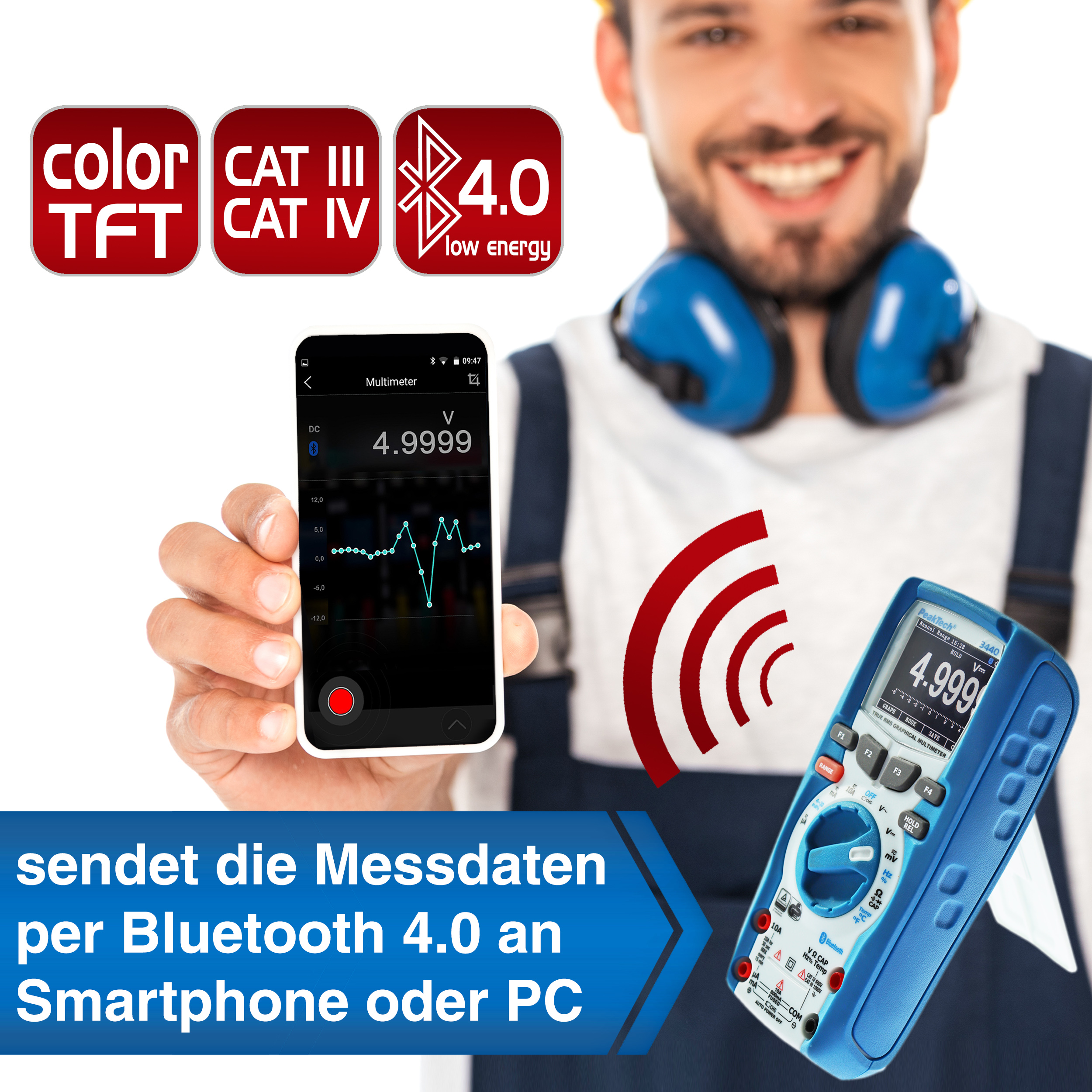 «PeakTech® P 3440» True RMS grafisches Multimeter 50.000 Counts