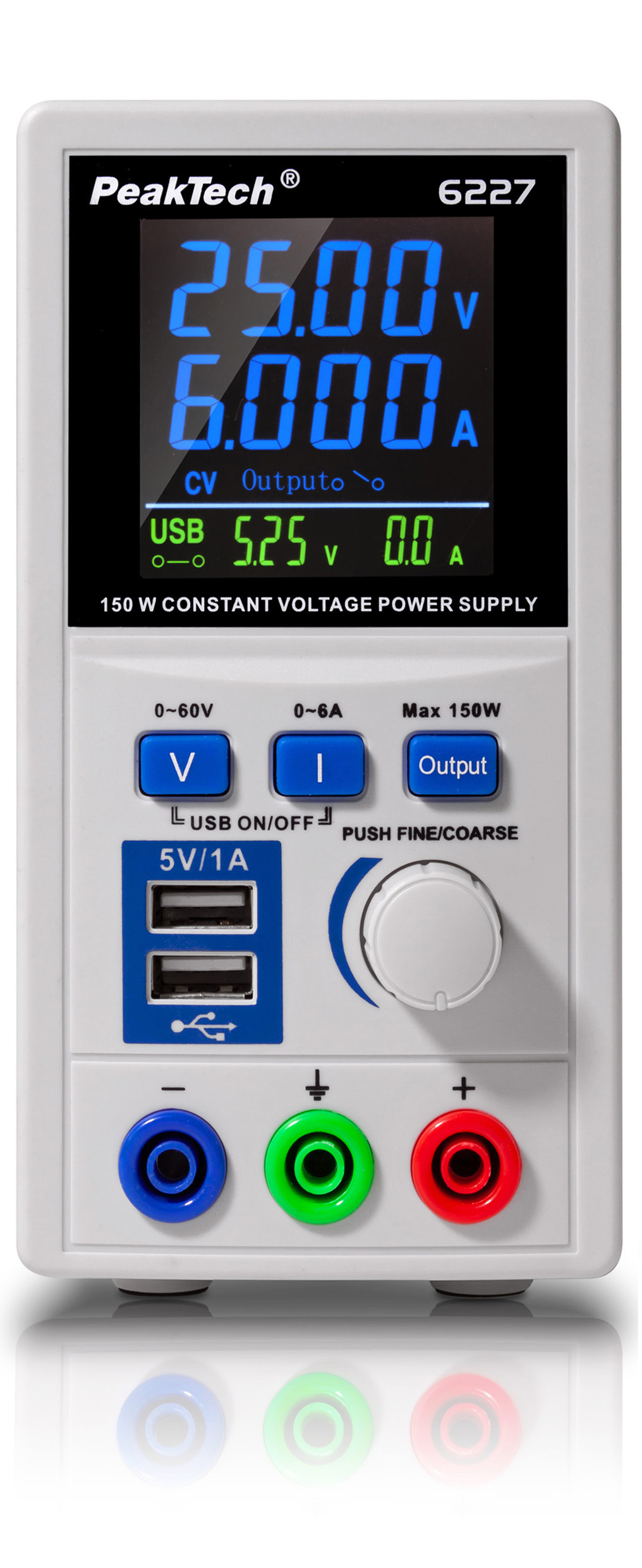 «PeakTech® P 6227» Switching Mode Power Supply 0 - 60 V / 0 - 6 A DC