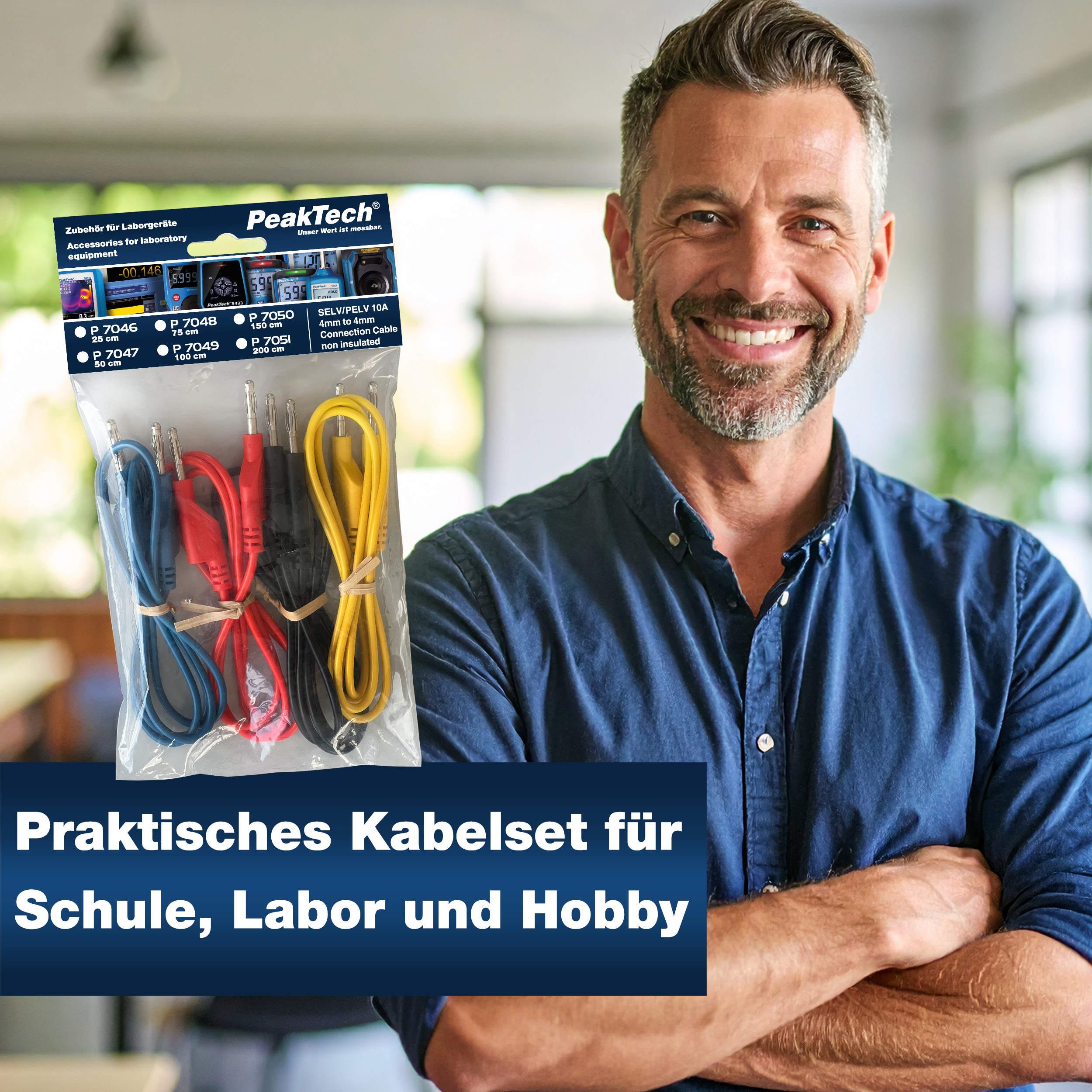 «PeakTech® P 7046» Set of 4 Test Leads (25cm) for Laboratory Power Supplies