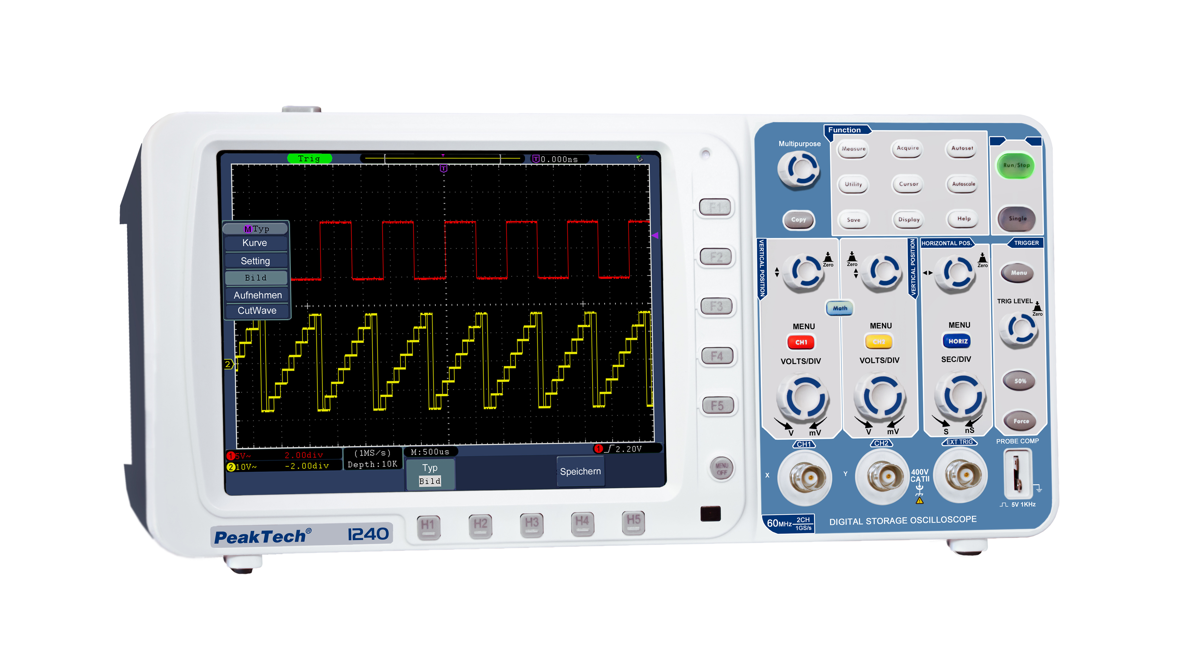 «PeakTech® P 1240» 60 MHz / 2 CH, 500 MS/s Digitalspeicheroszilloskop