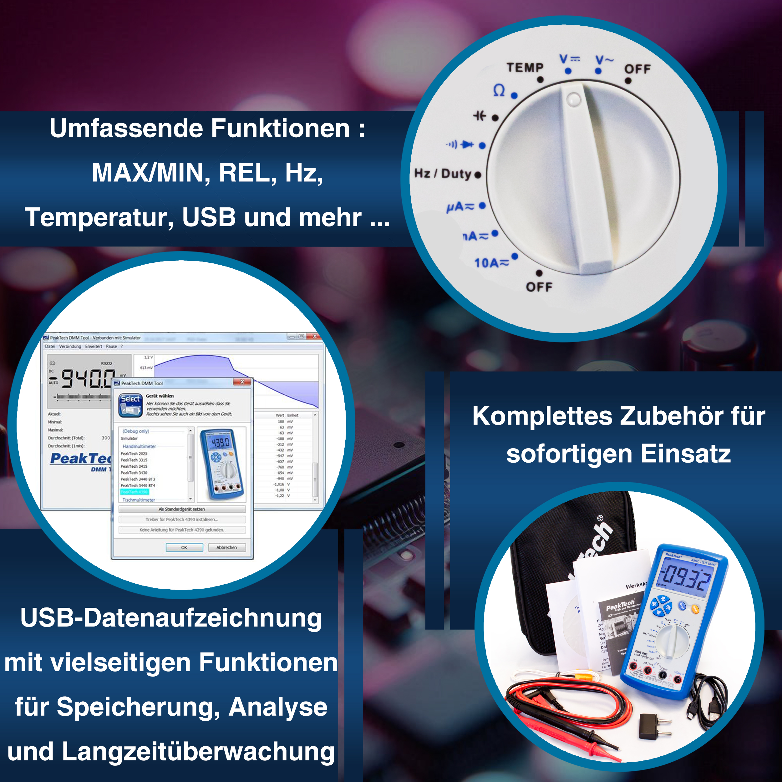 «PeakTech® P 4390» Multimetr cyfrowy, 6.000 zliczeń, TrueRMS