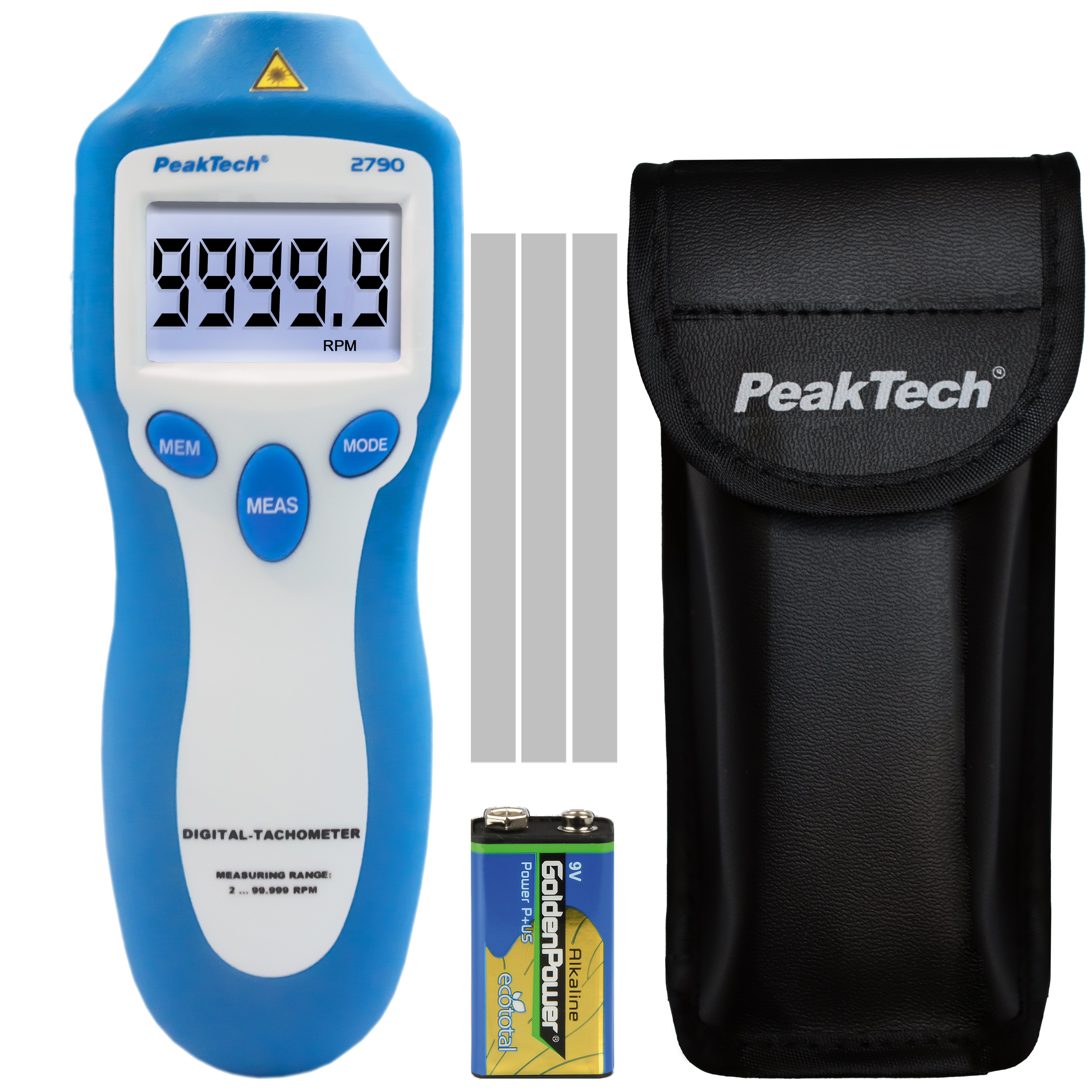 «PeakTech® P 2790» Drehzahlmessgerät, 5-stellig 1 ... 99.999 rpm