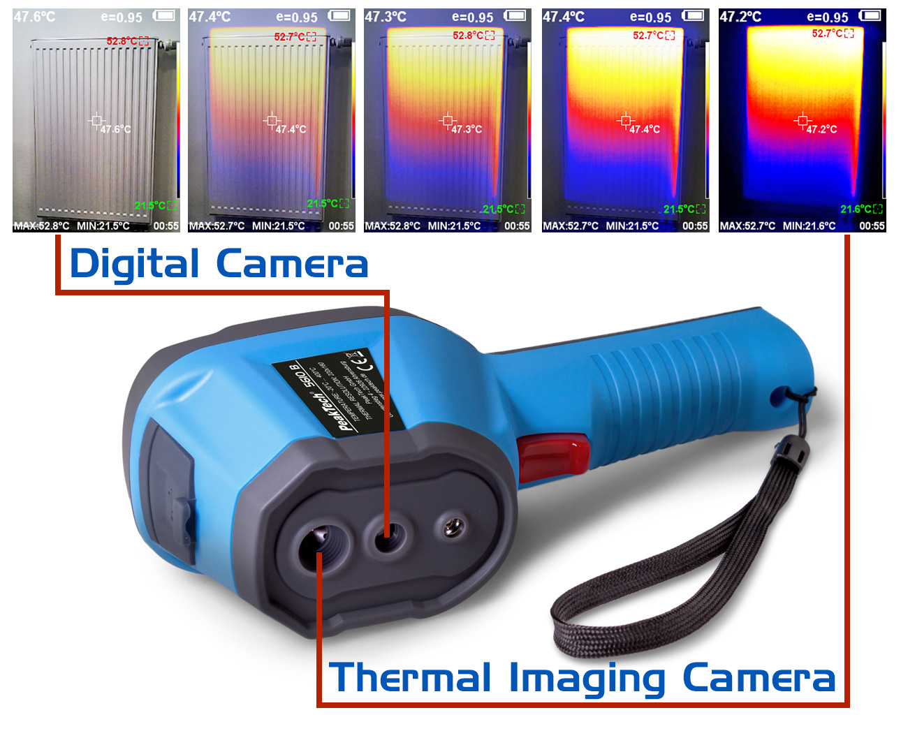«PeakTech® P 5610 B» Thermal Imaging Camera 220x160px. -20°C ... +550°C with Photo & Video