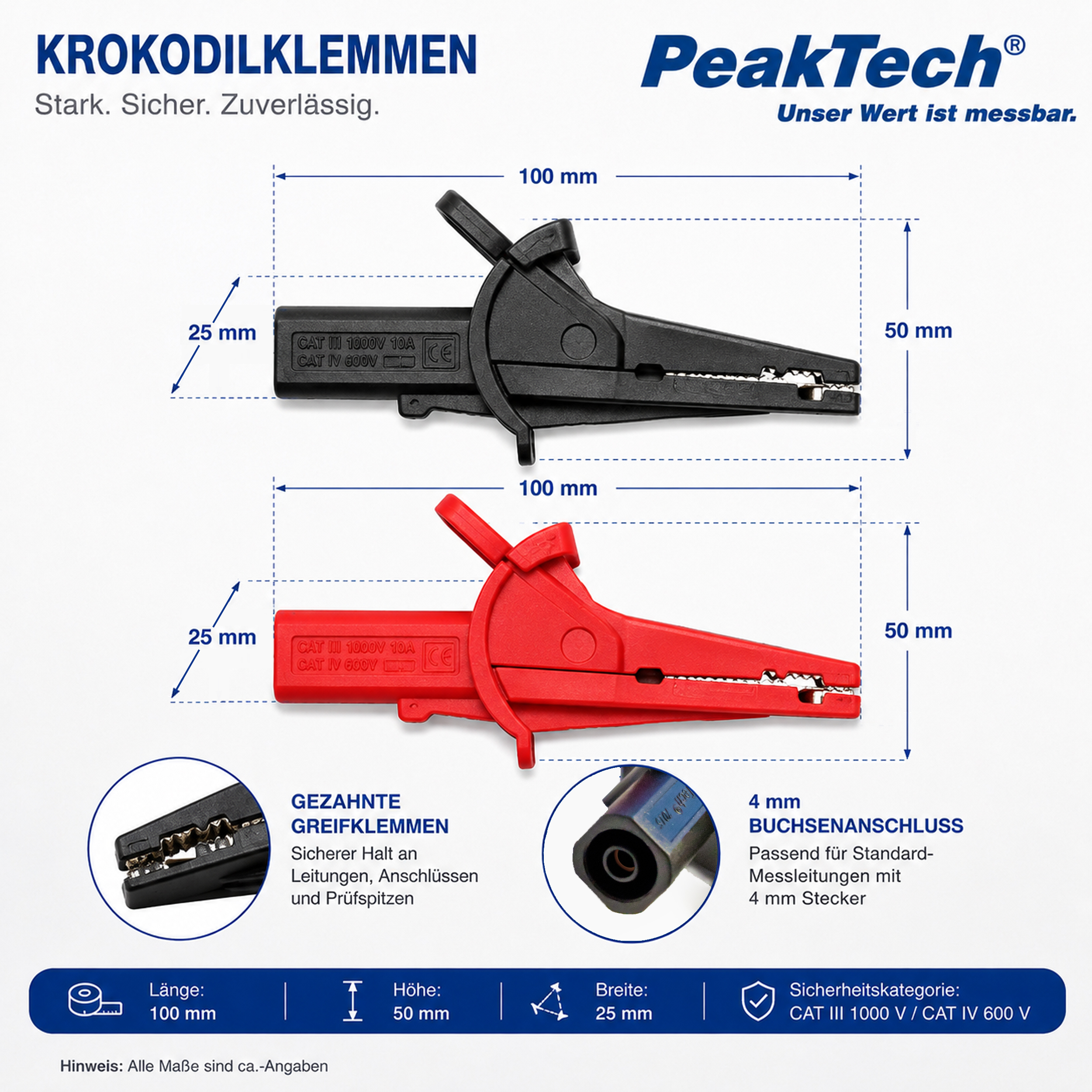 «PeakTech® P 7015» Alligator clamps for Digital Multimeter