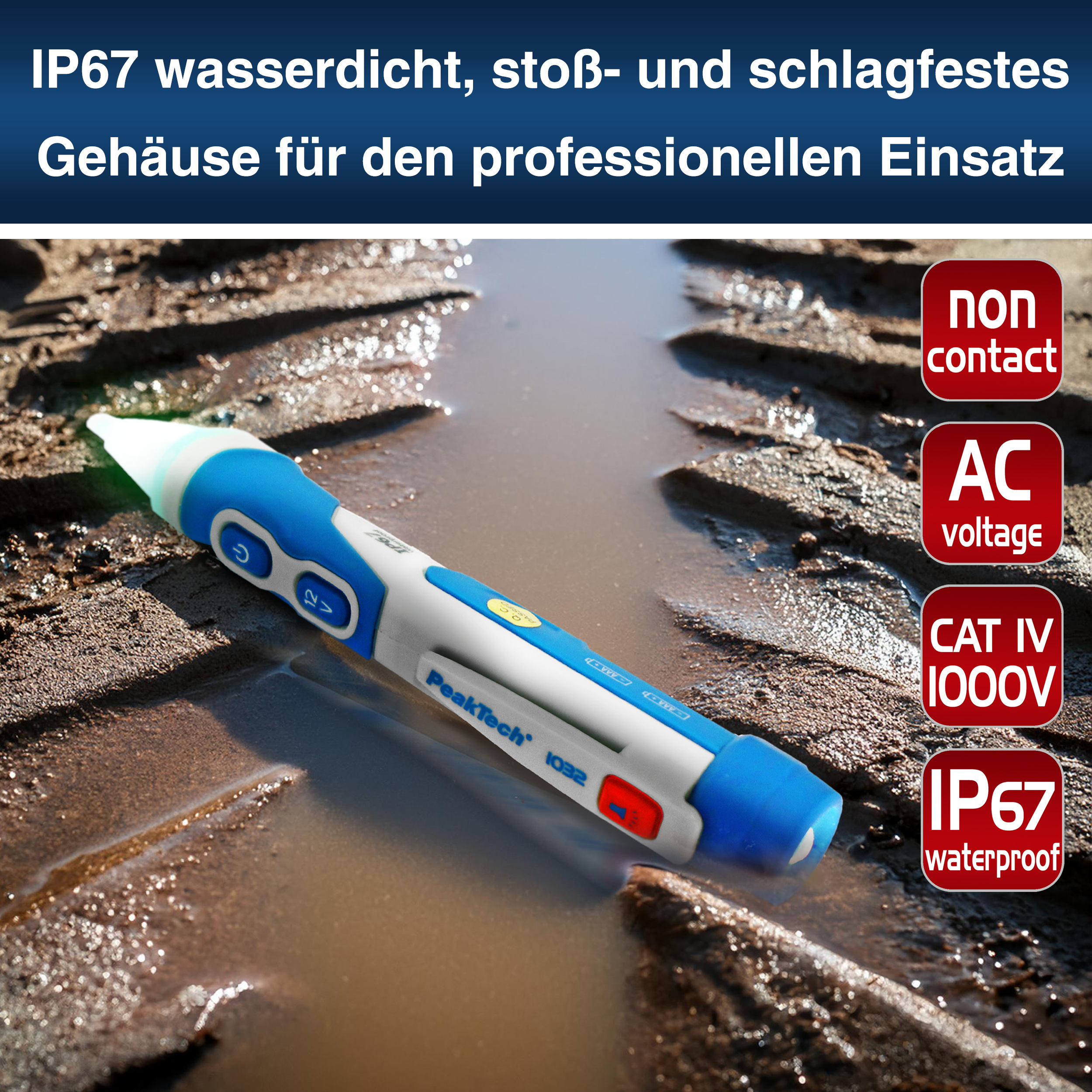 «PeakTech® P 1032» Tester napięcia AC 12 - 1000 V AC z wibracjami