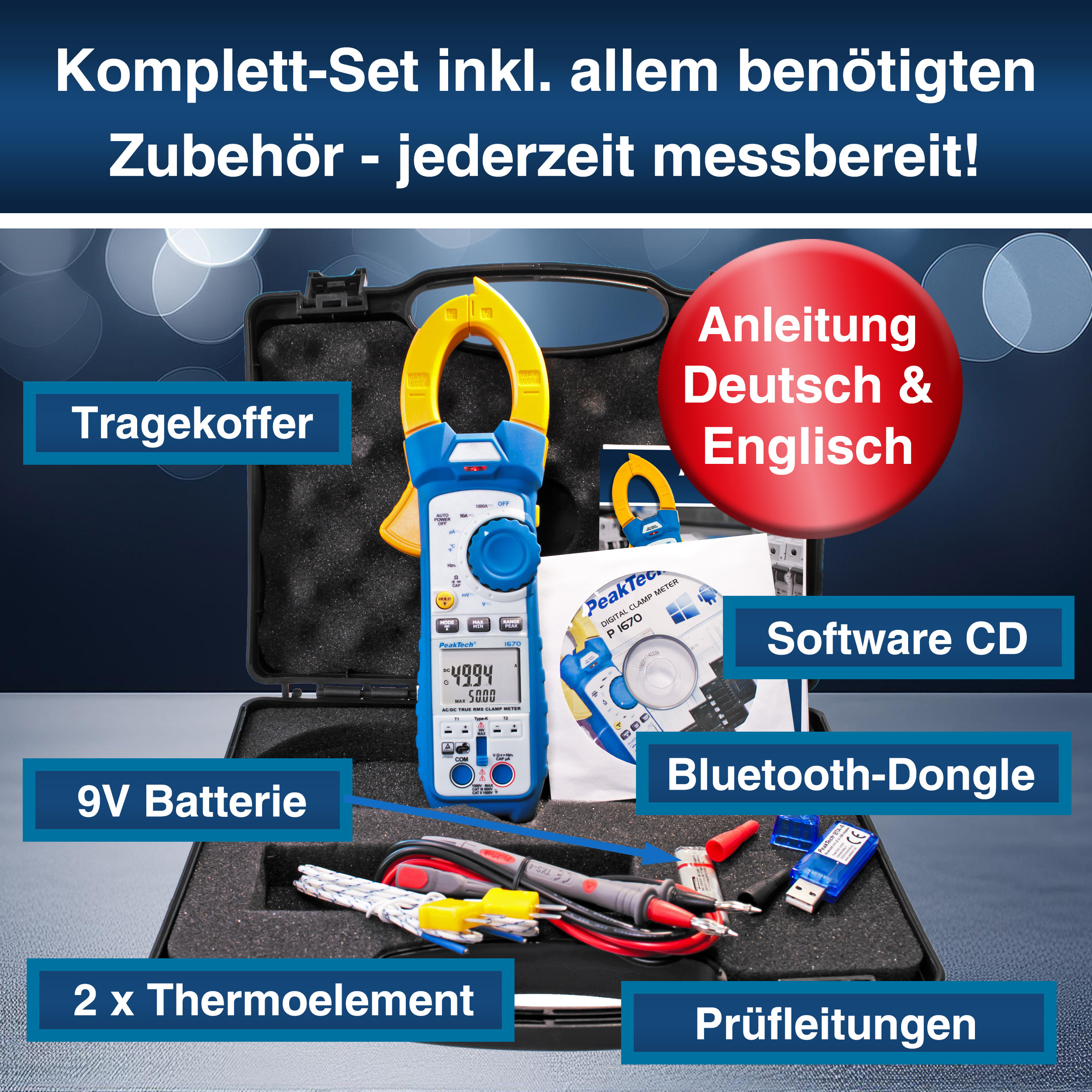«PeakTech® P 1670» Pince multimètre TrueRMS