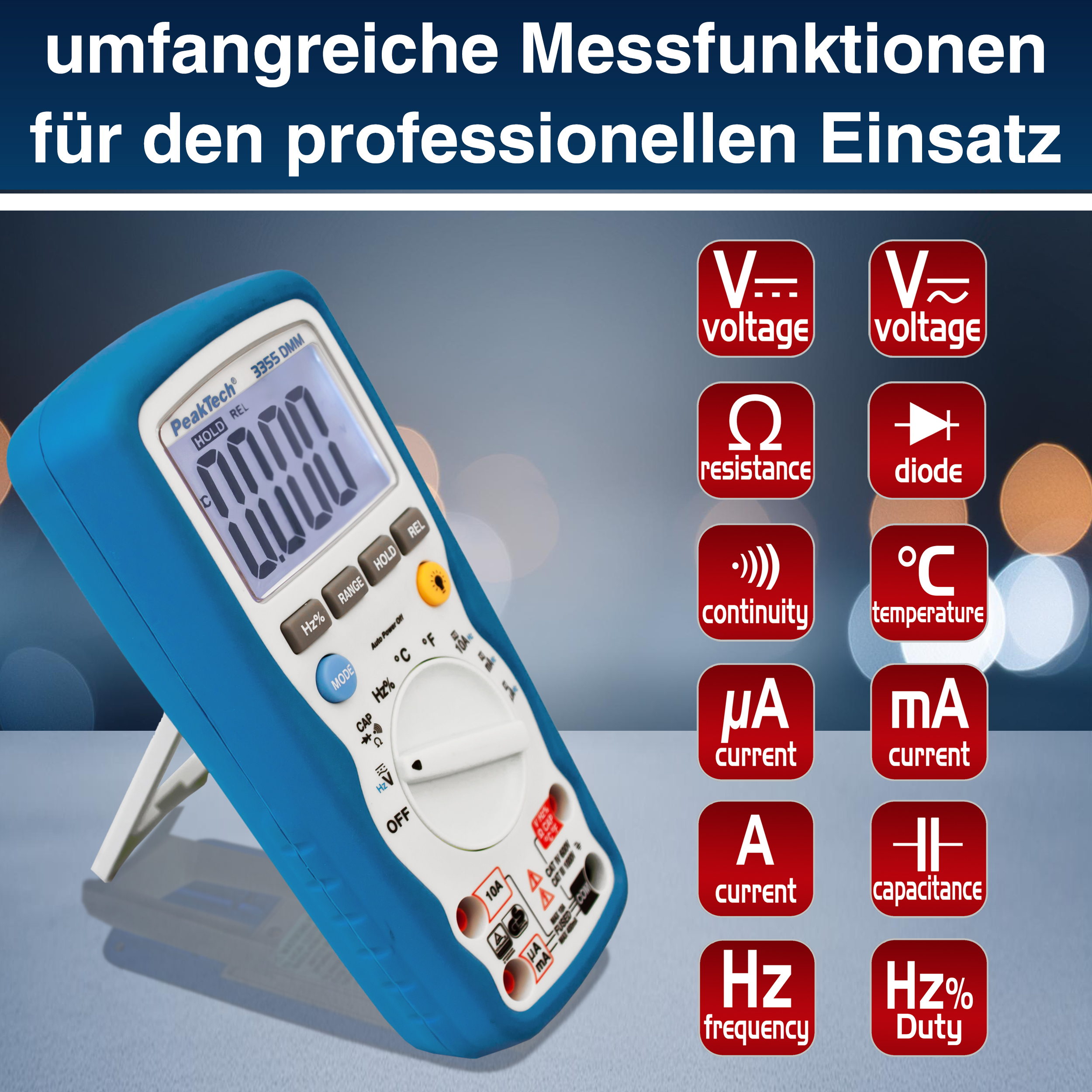 «PeakTech® P 3355» Digitalmultimeter, 4.000 Counts, IP67