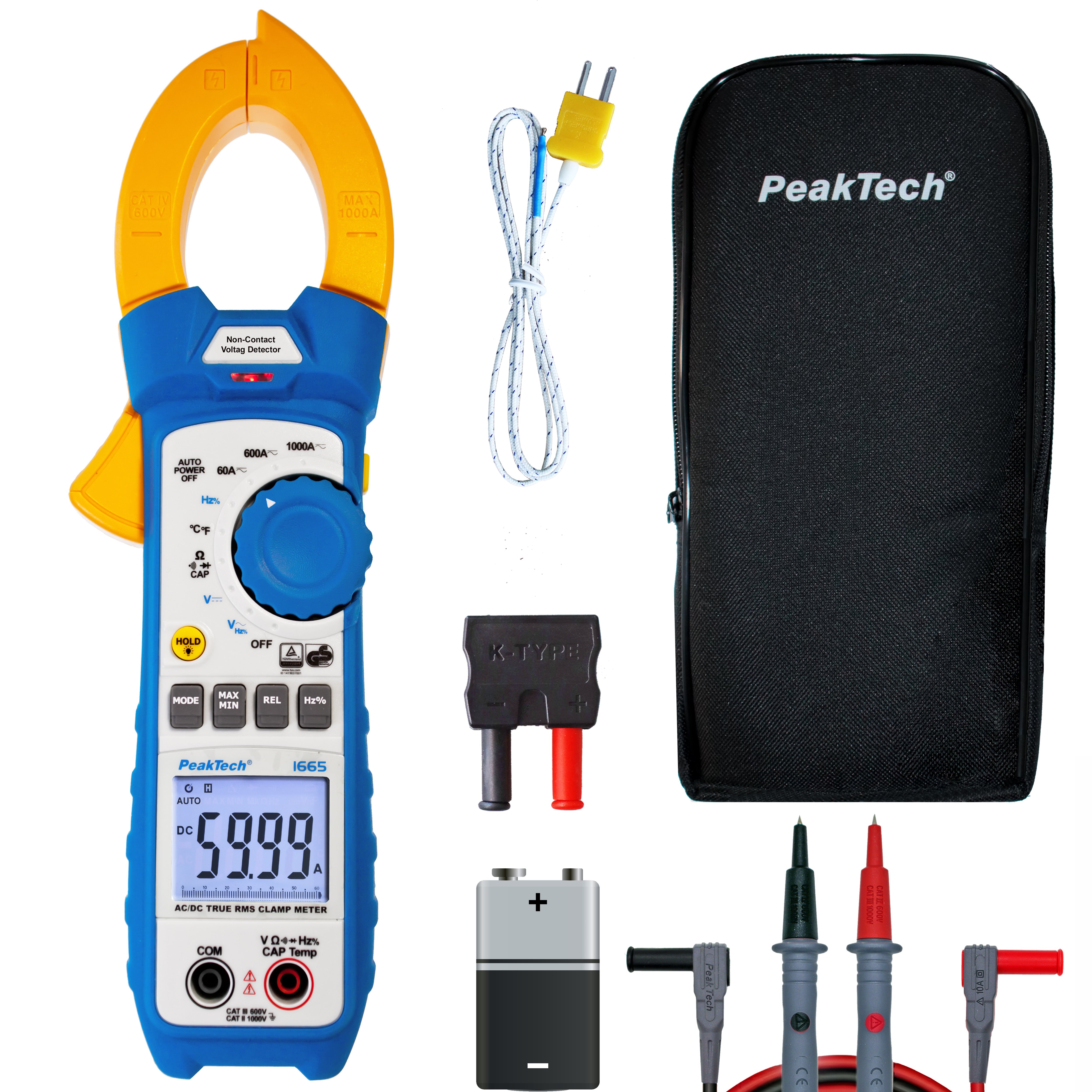 «PeakTech® P 1665» TrueRMS current clamp 6,000 counts 1000 A AC/DC
