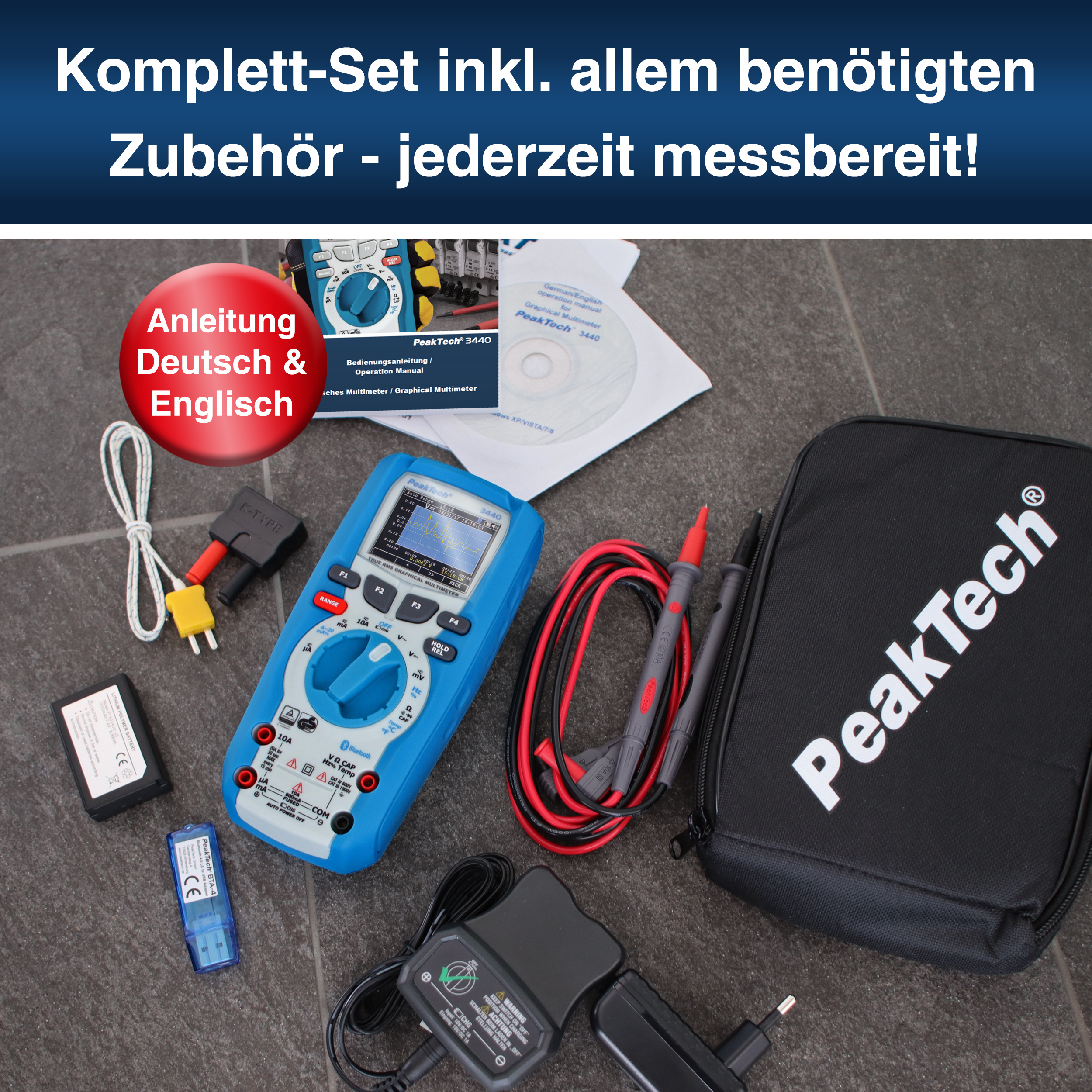 «PeakTech® P 3440» True RMS grafisches Multimeter 50.000 Counts