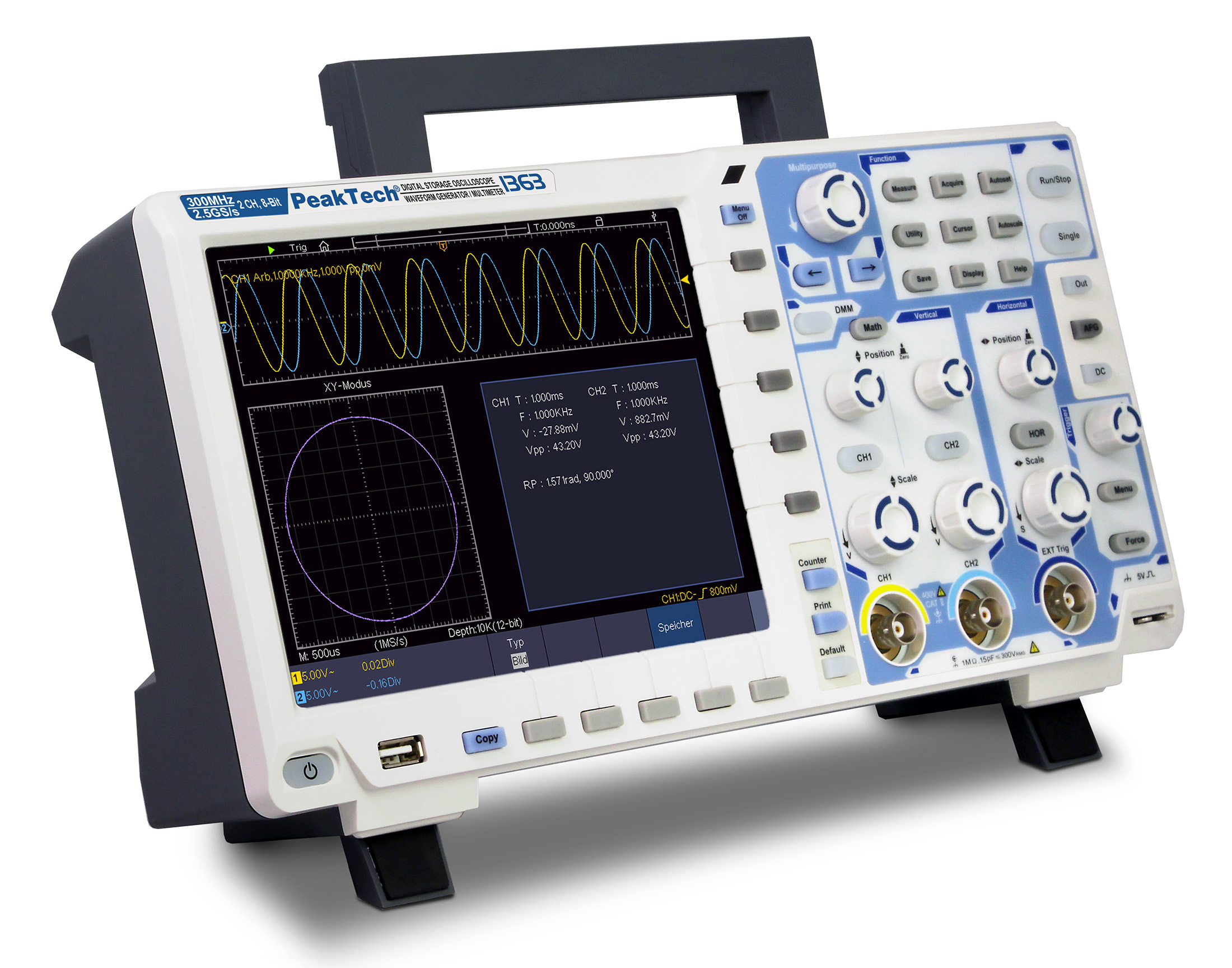 «PeakTech® P 1363» Oscilloscope à écran tactile