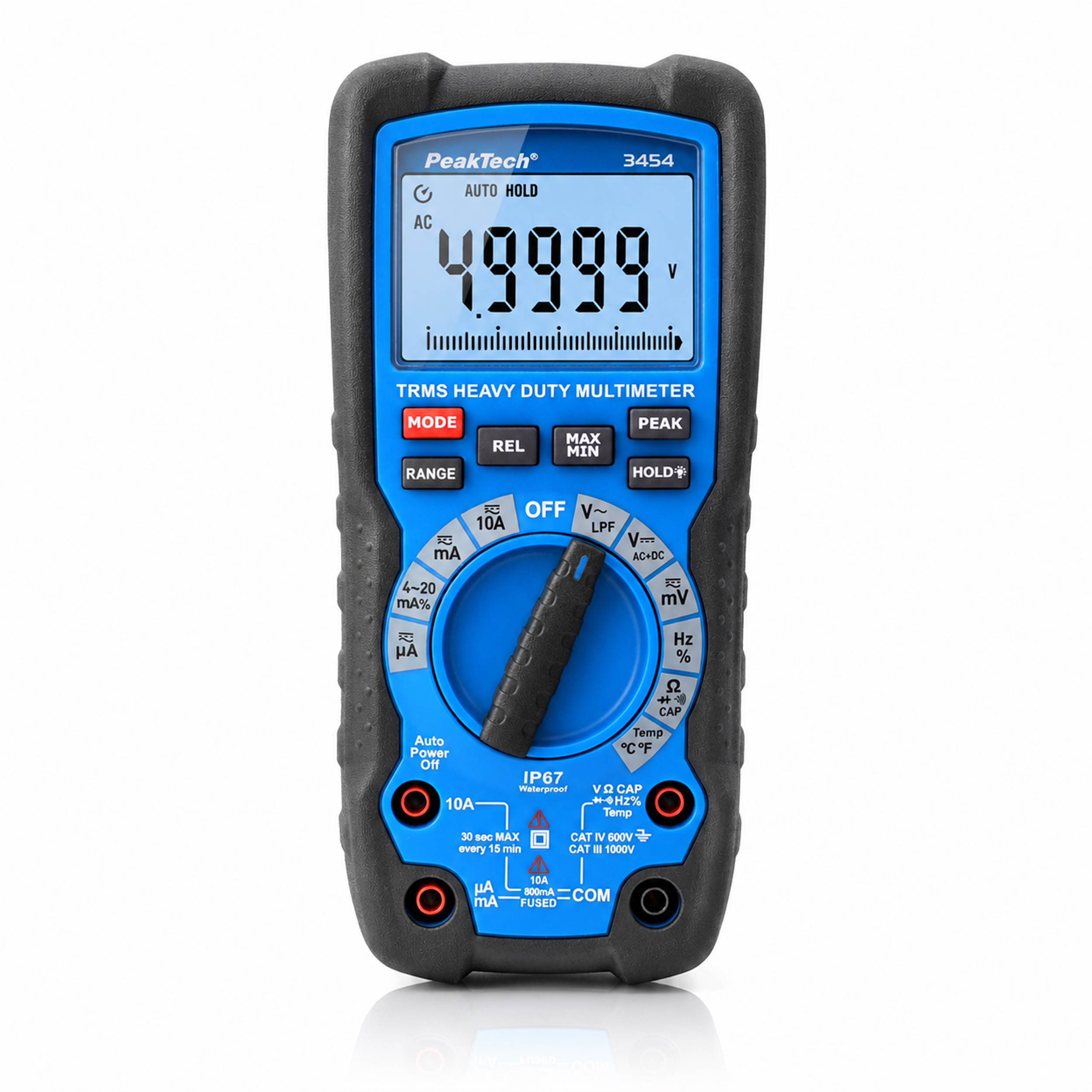 «PeakTech® P 3454» Heavy Duty Multimeter ~ 50.000 Counts LCD ~1000V AC/DC with TrueRMS, IP67