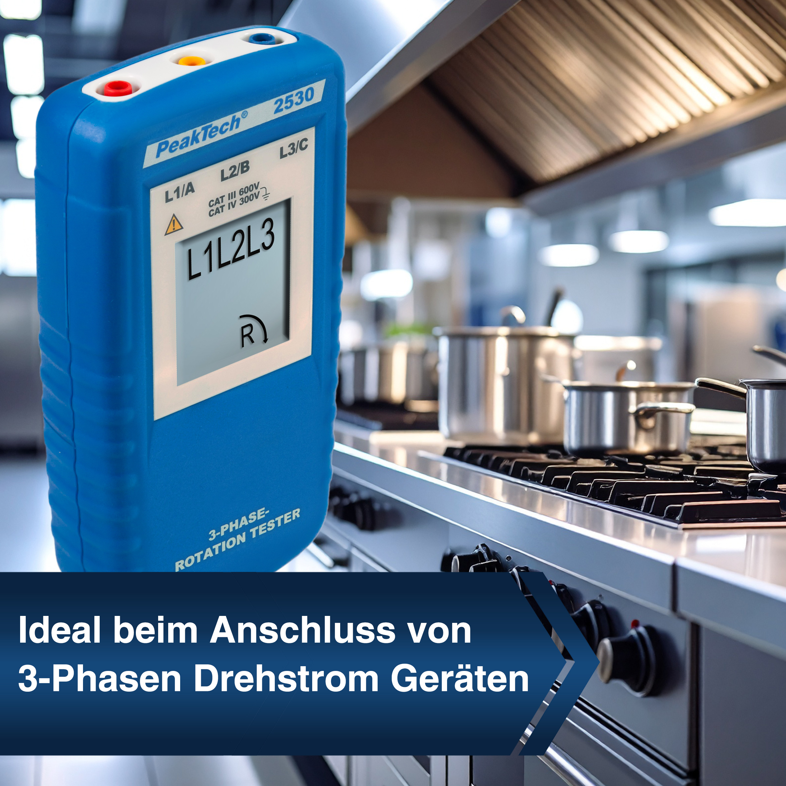«PeakTech® P 2530» 3-phase direction indicator with LCD display