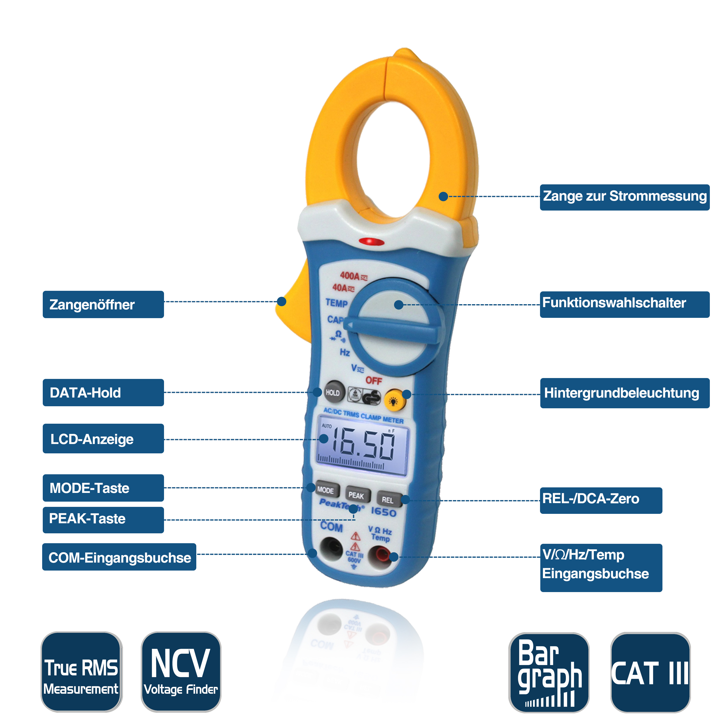 «PeakTech® P 1650» Pince multimètre TrueRMS