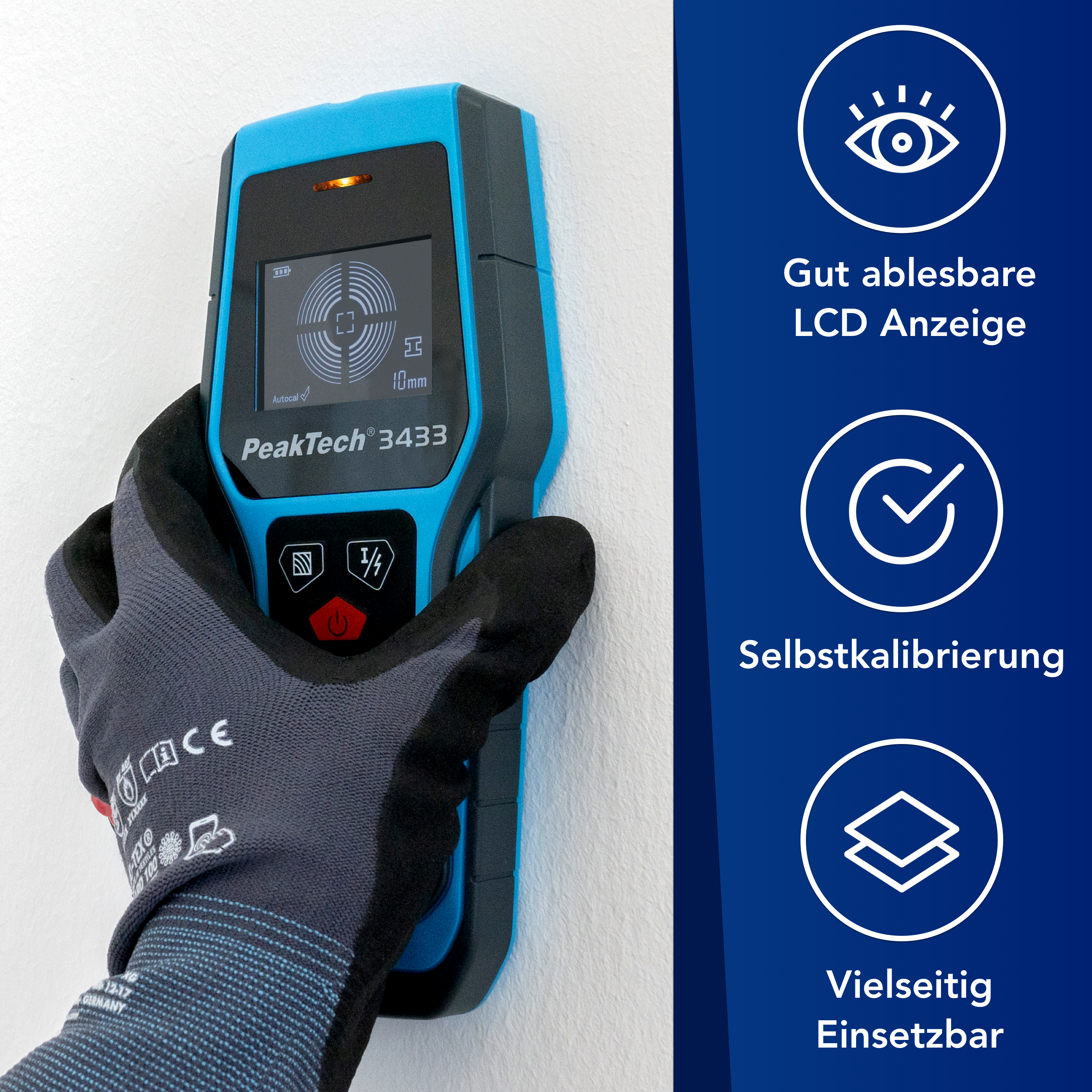 «PeakTech® P 3433» Escáner de pared digital