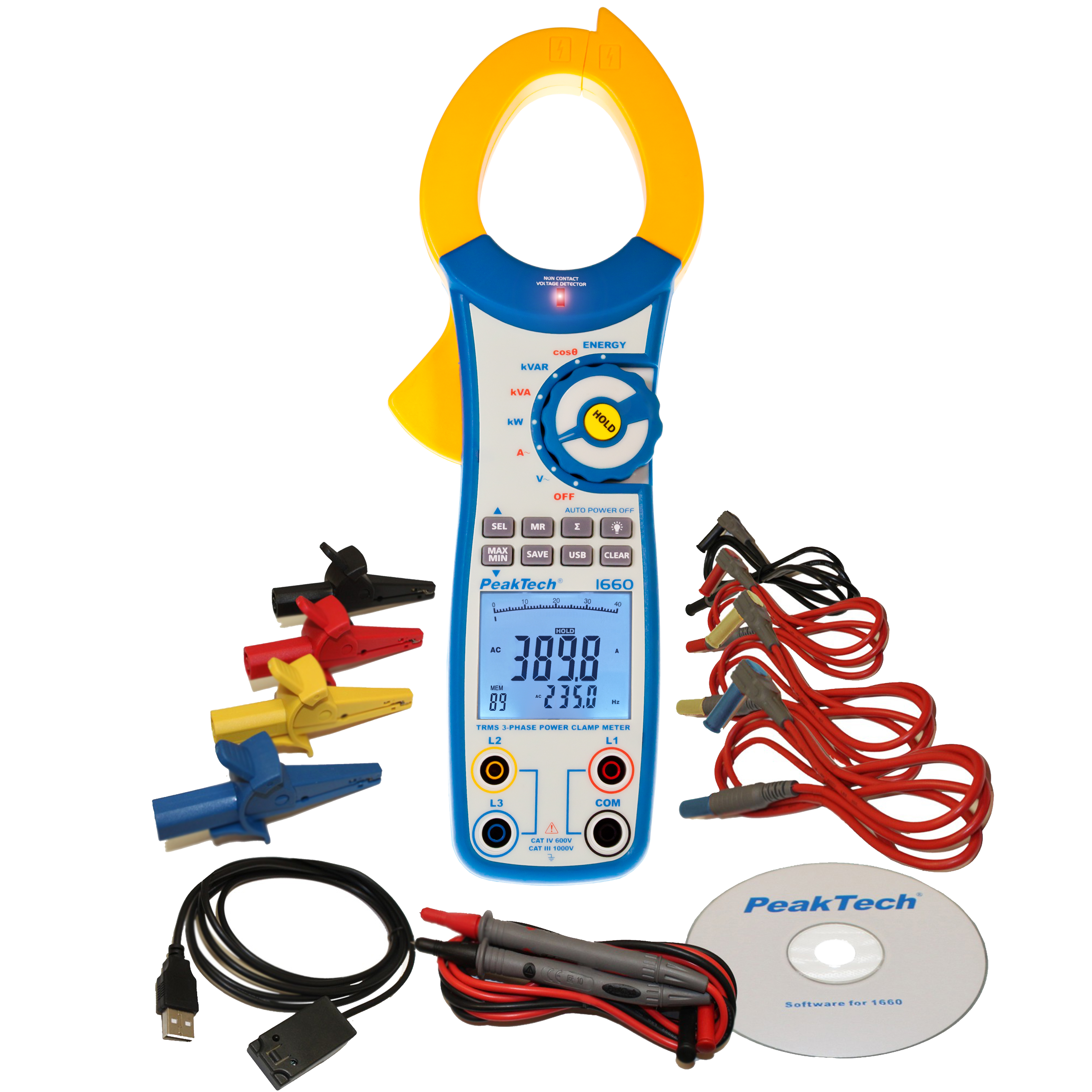 «PeakTech® P 1660» TrueRMS power clamp meter 1000 A AC up to 750 kW