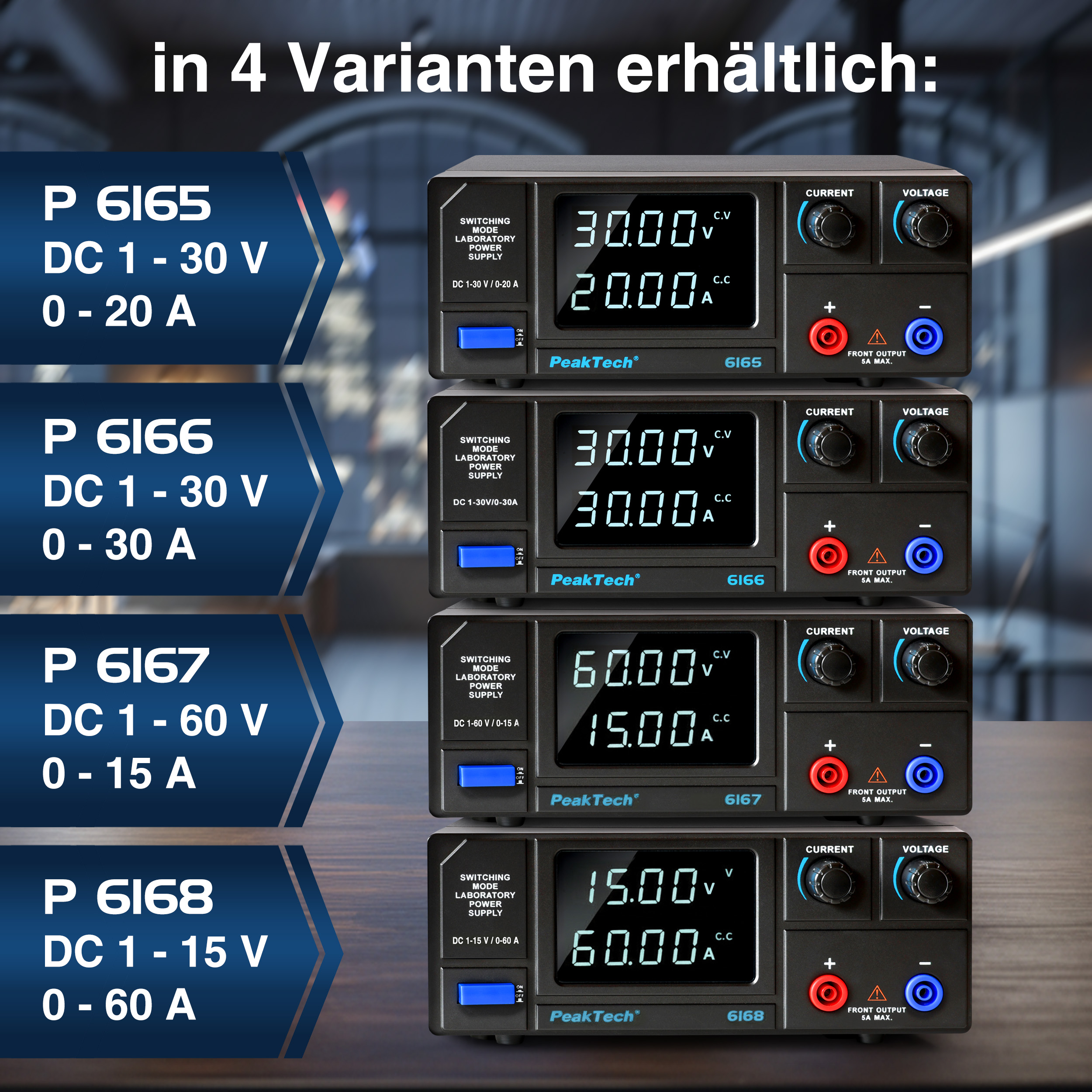 «PeakTech® P 6167» DC Schaltnetzgerät  1 - 60V / 0-15A