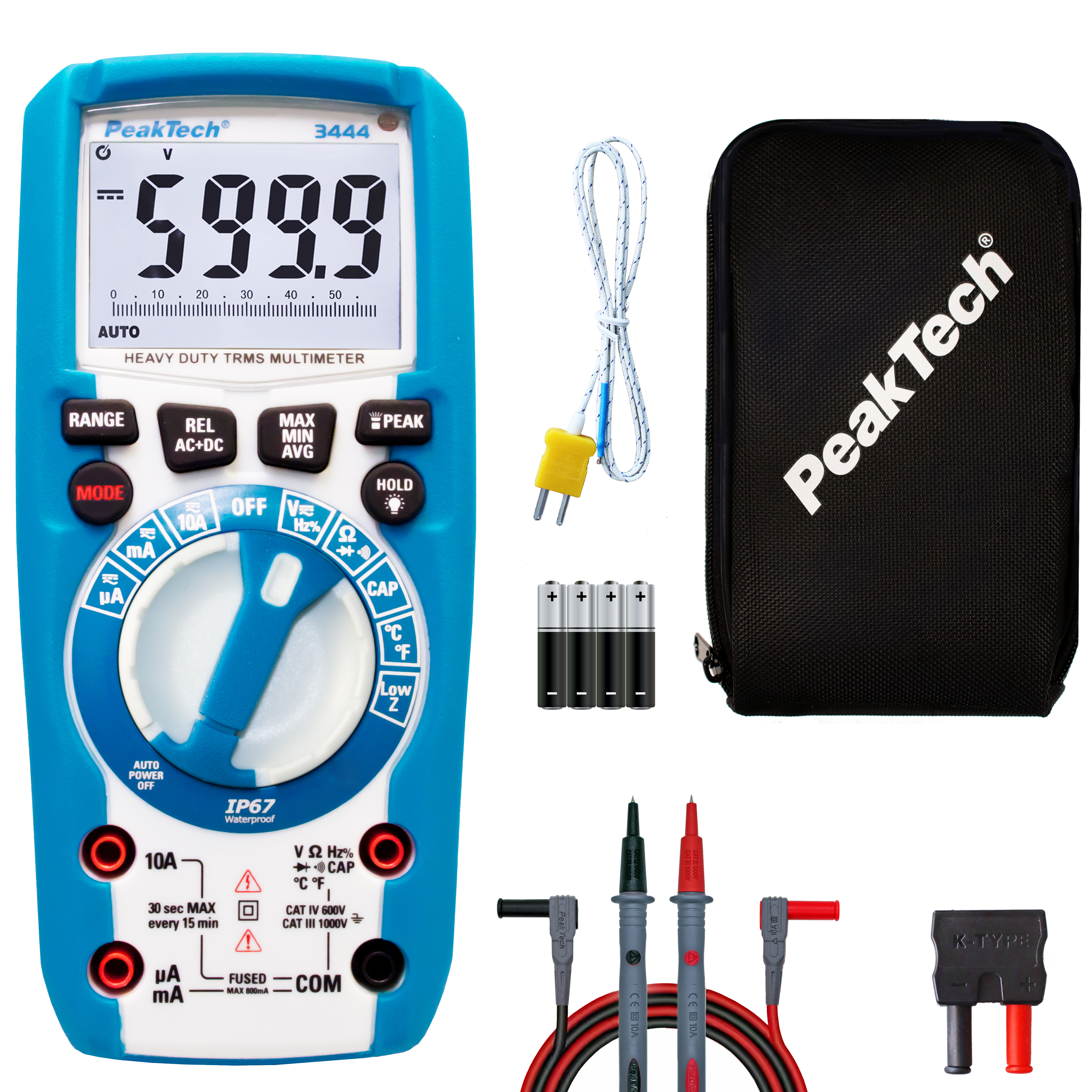 «PeakTech® P 3444» TrueRMS Digitalmultimeter 6.000 Counts, IP67