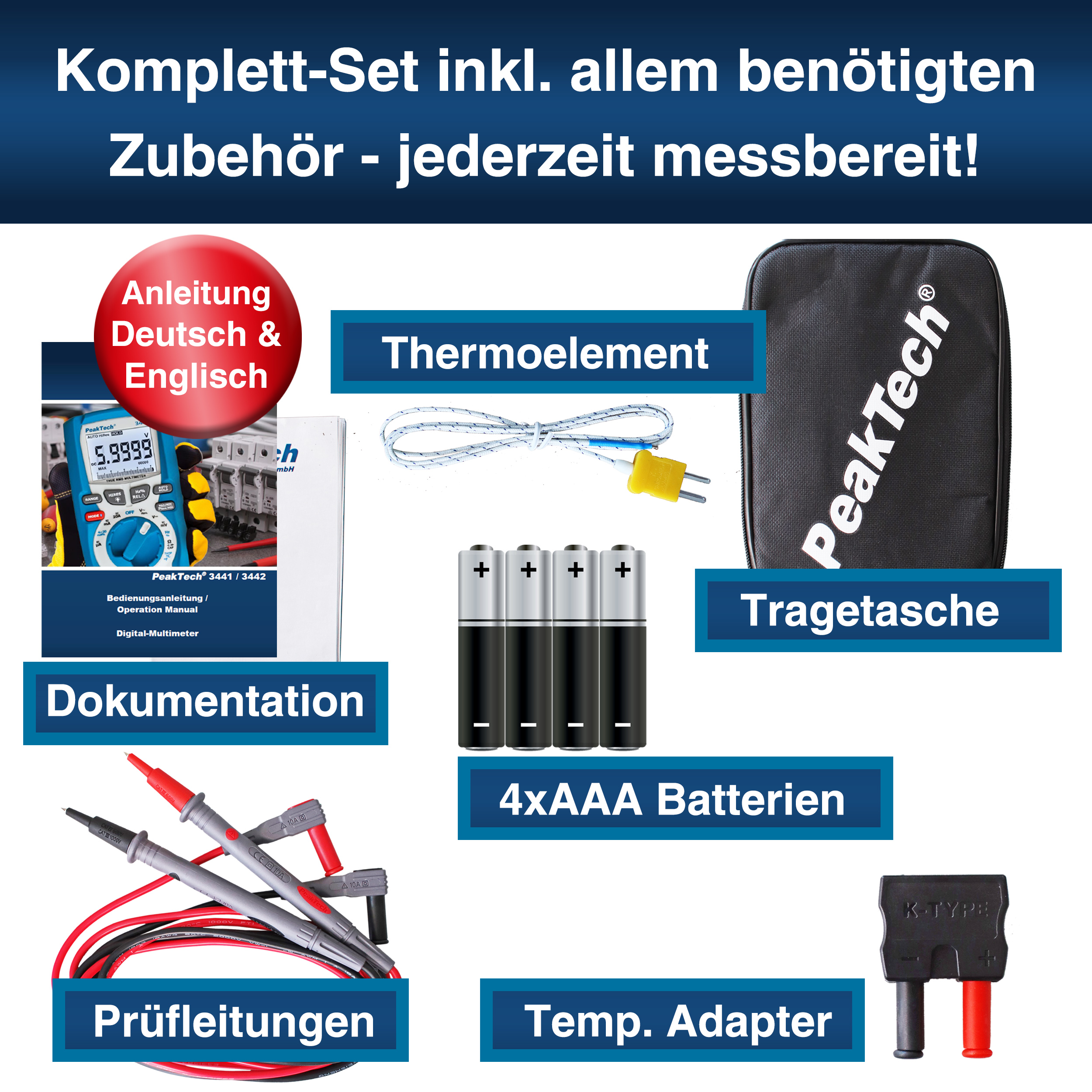 «PeakTech® P 3441» Multímetro Digital TrueRMS ~ 60.000 Counts ~ 1000V AC/DC