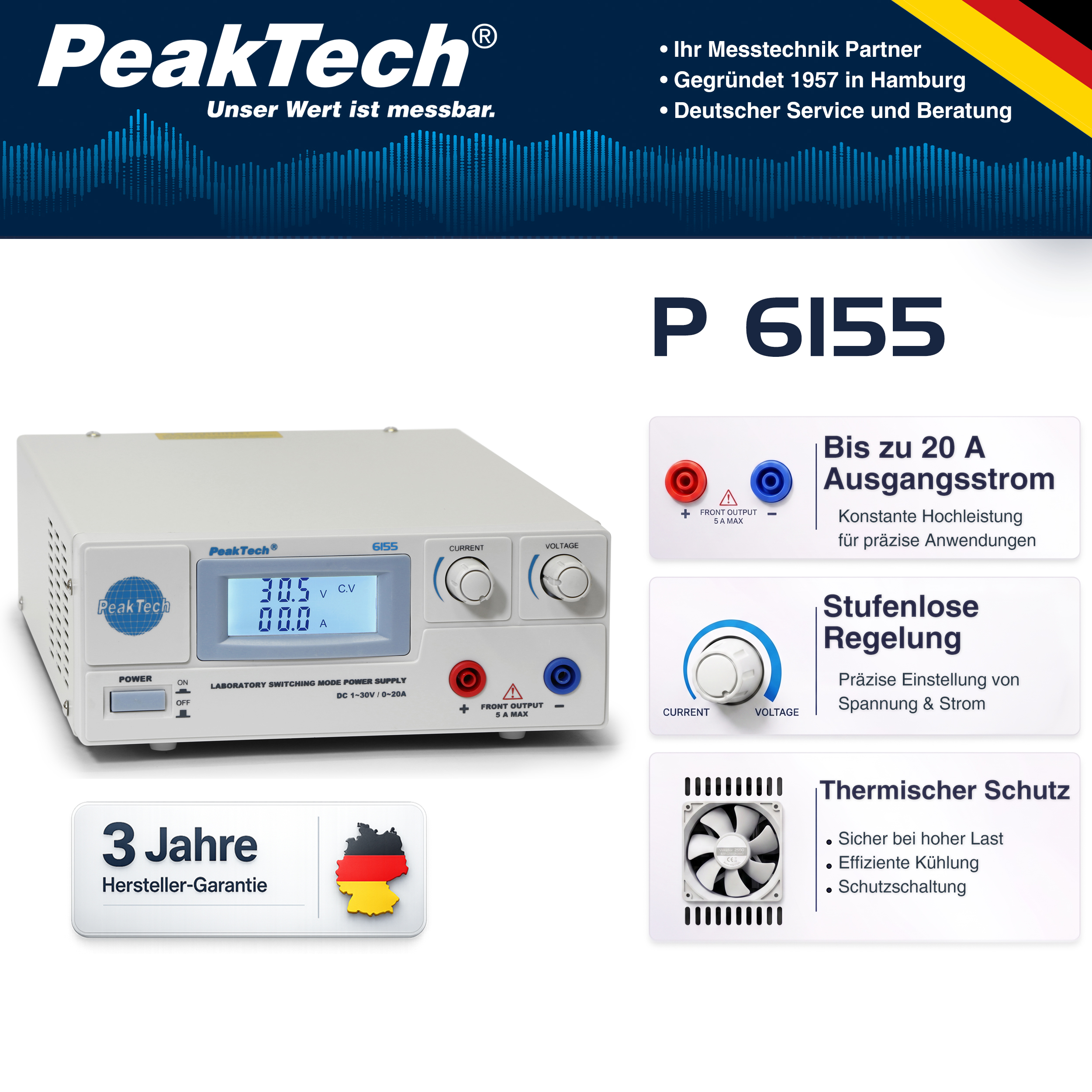 «PeakTech® P 6155» Laboratory Switching Mode Power Supply