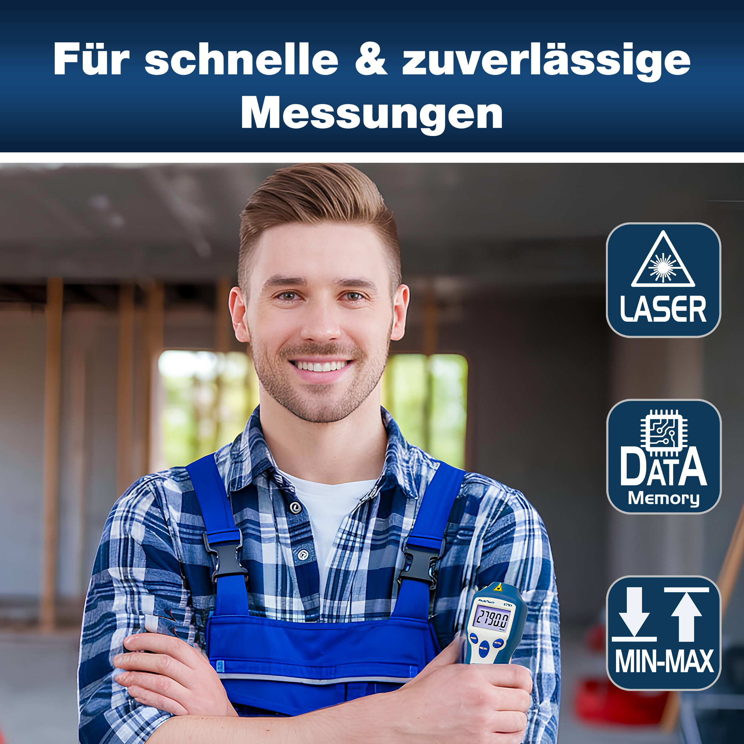«PeakTech® P 2790» Drehzahlmessgerät, 5-stellig 1 ... 99.999 rpm