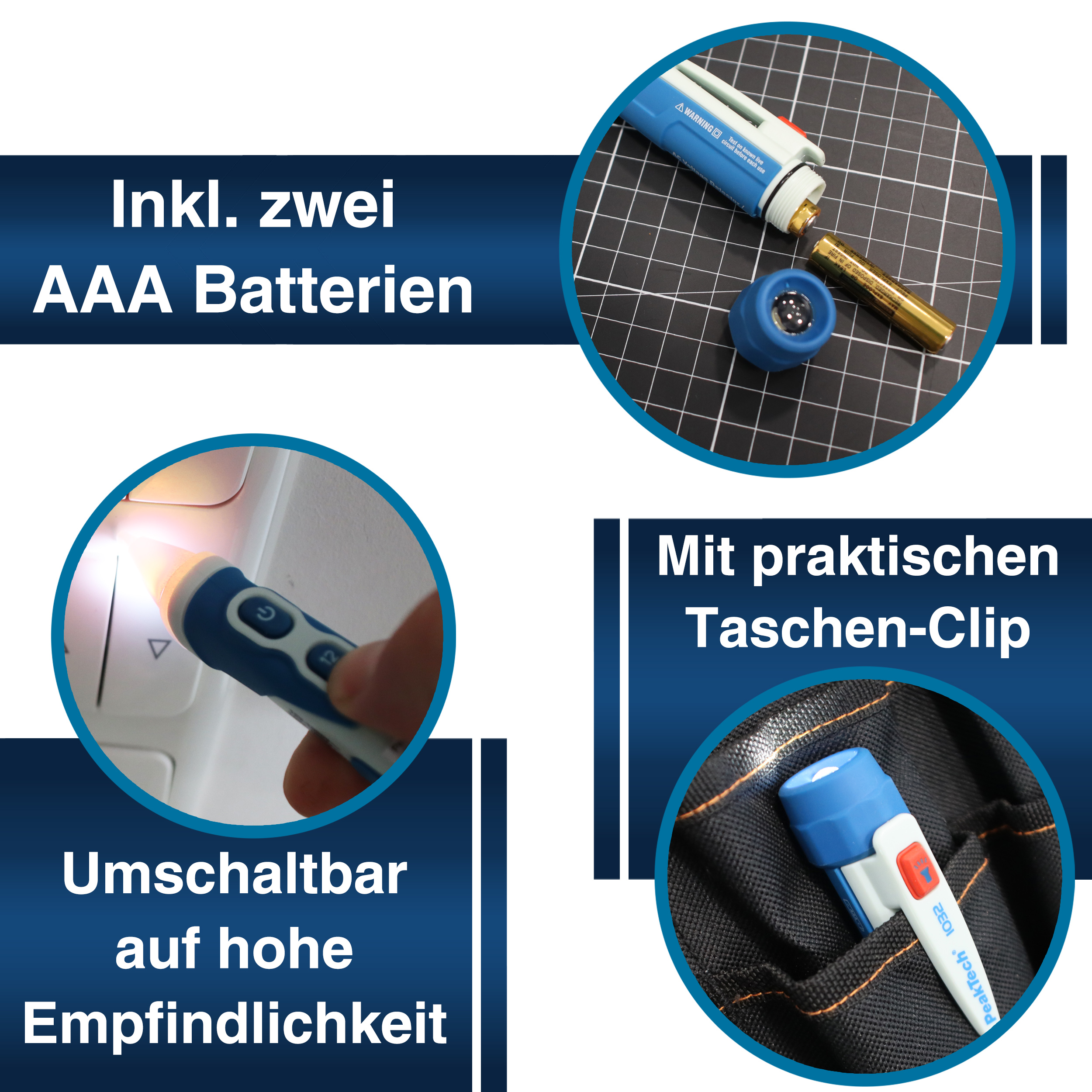 «PeakTech® P 1032» Tester napięcia AC 12 - 1000 V AC z wibracjami