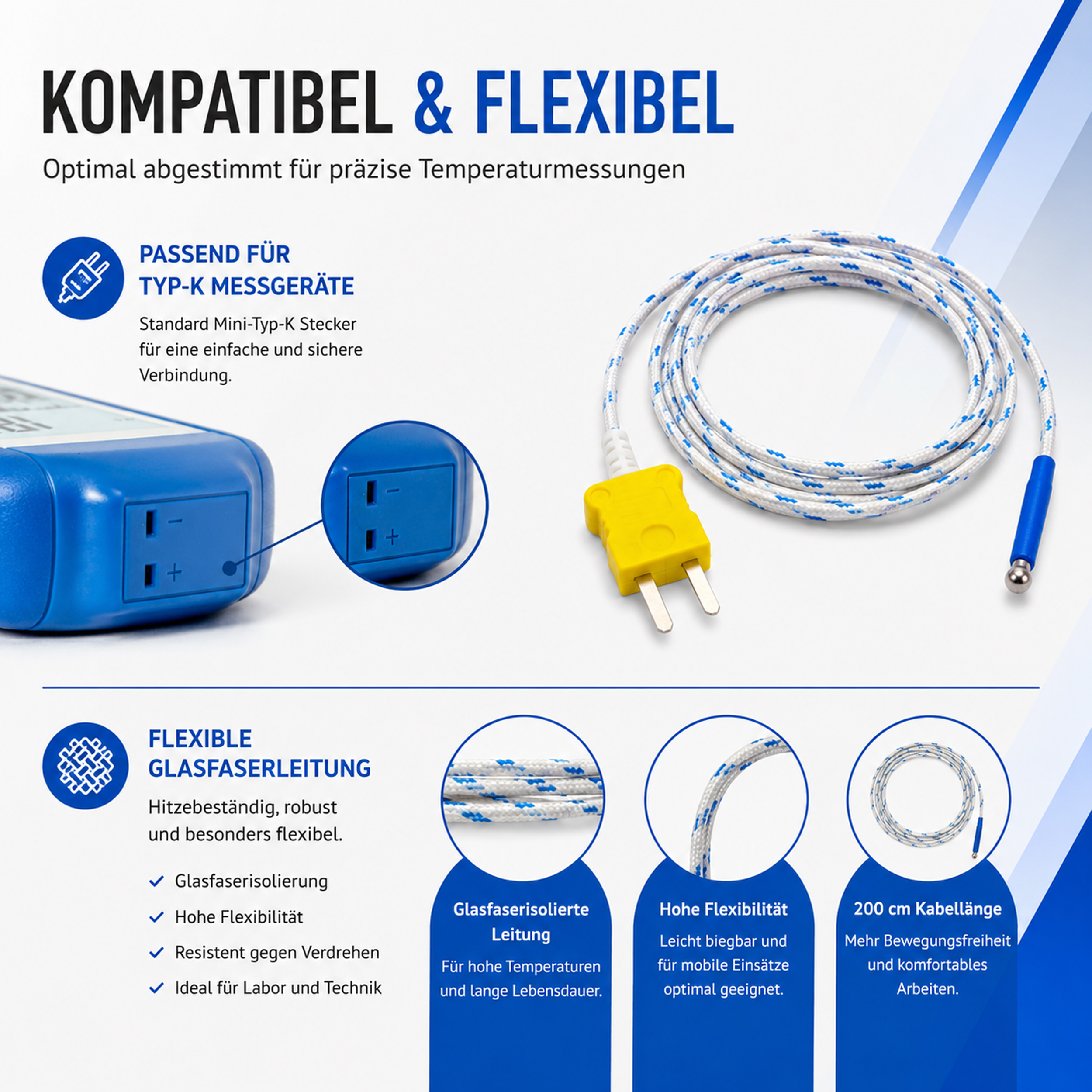«PeakTech® P TF-50» Sonda perełkowa, -50 ... +250°C