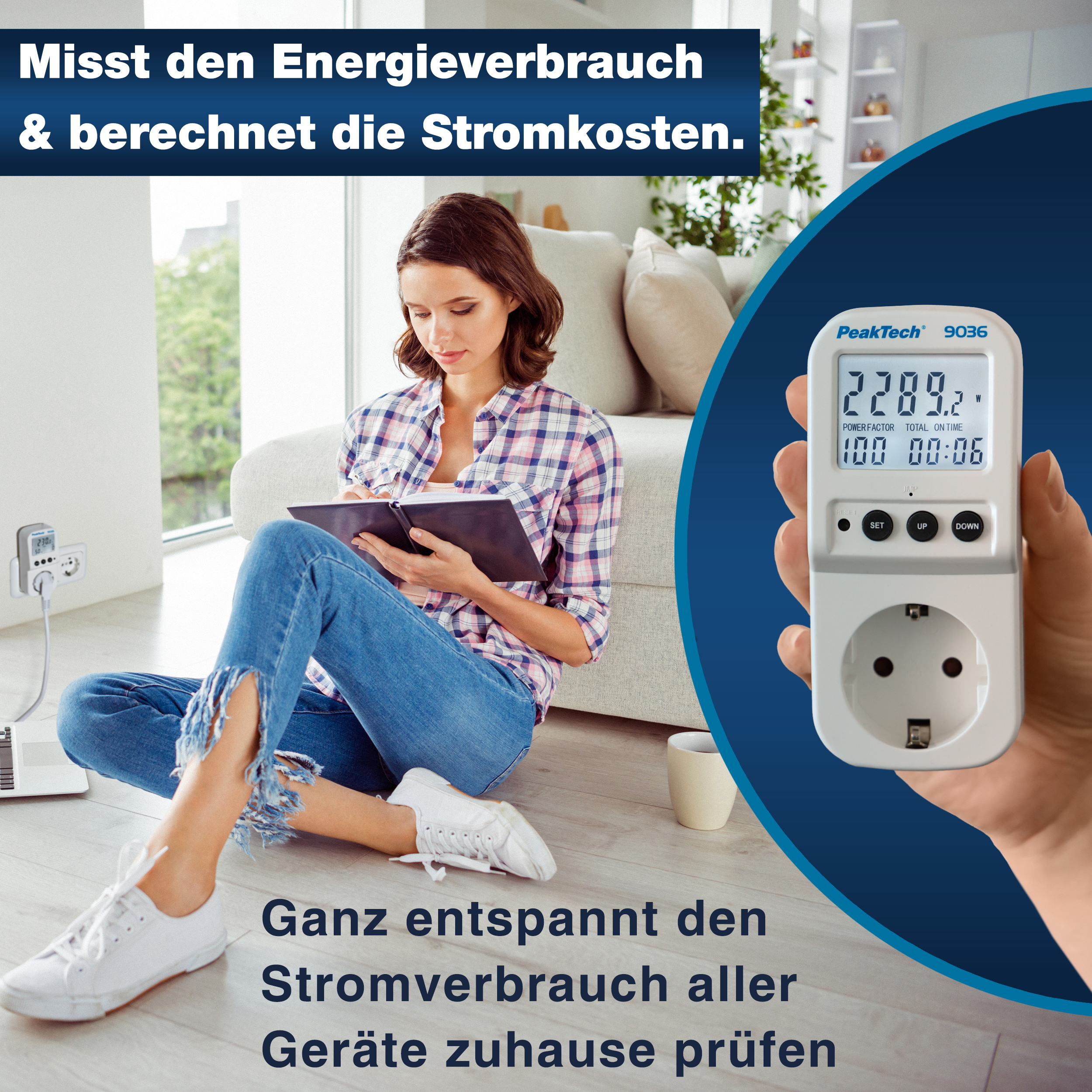 «PeakTech® P 9036» Energy meter 0.1 W with illuminated display