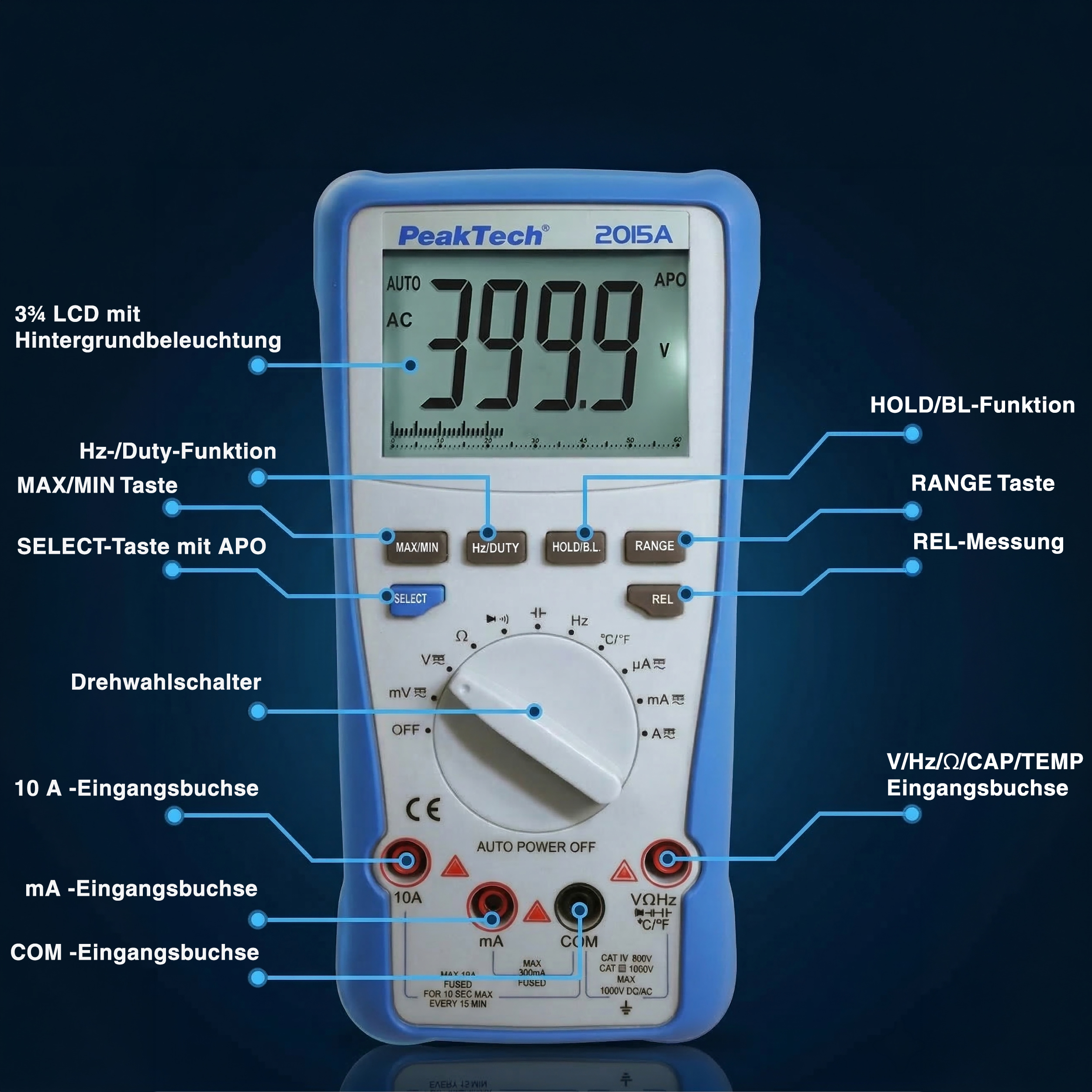 «PeakTech® P 2015 A» True RMS 1000 V digital multimeter 4000 Counts