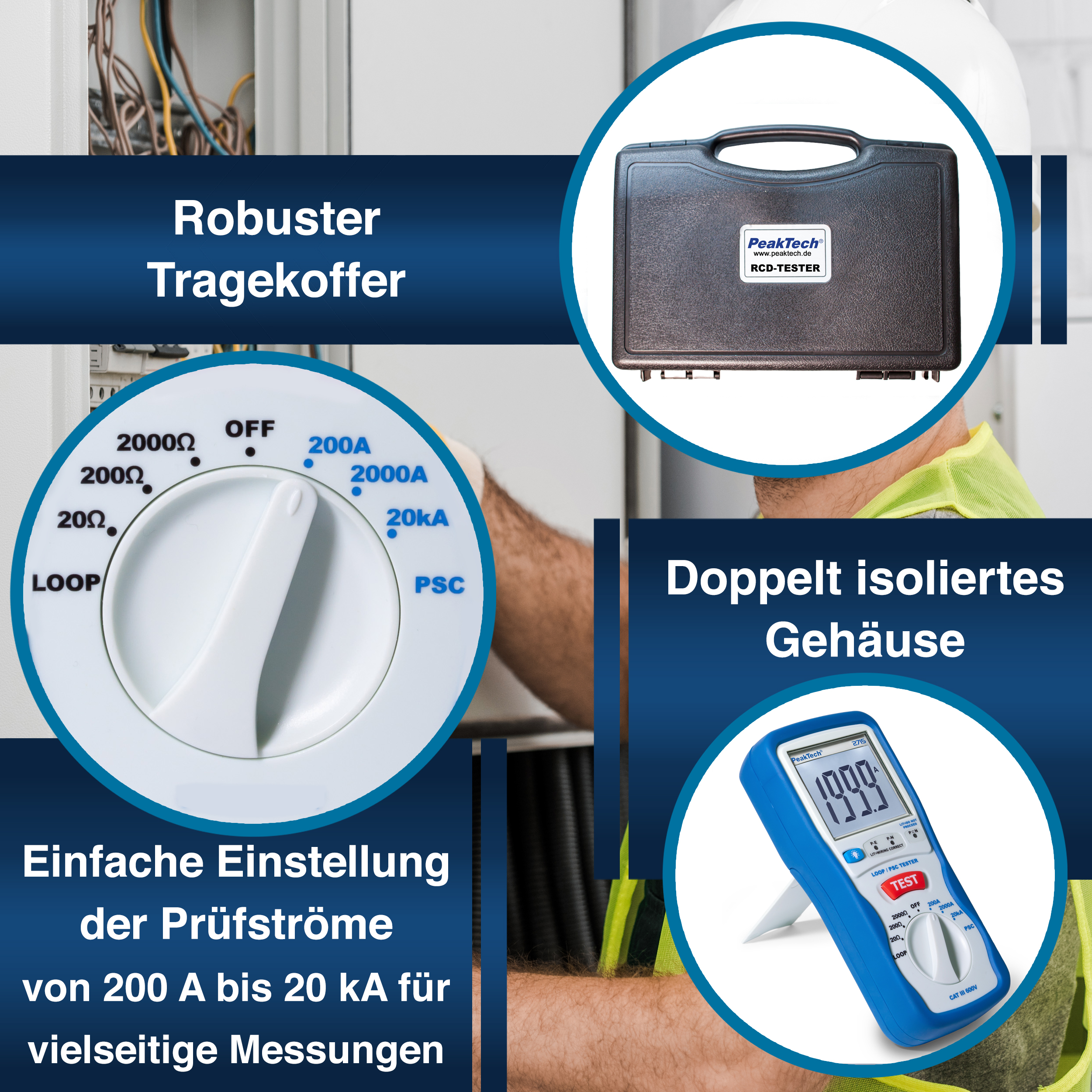 «PeakTech® P 2715» Digital LOOP / PSC loop impedance tester