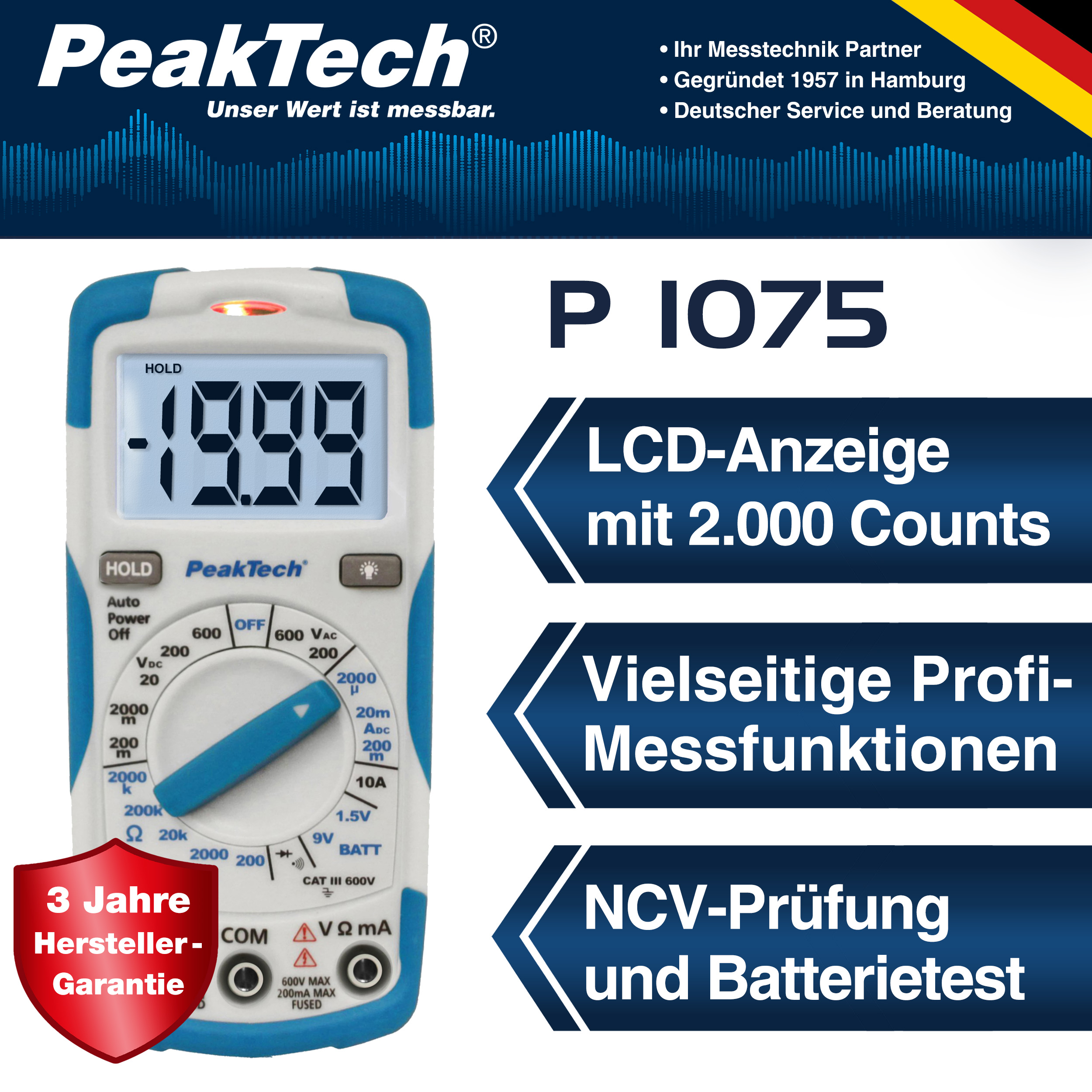 «PeakTech® P 1075» Multimètre numérique AC / DC