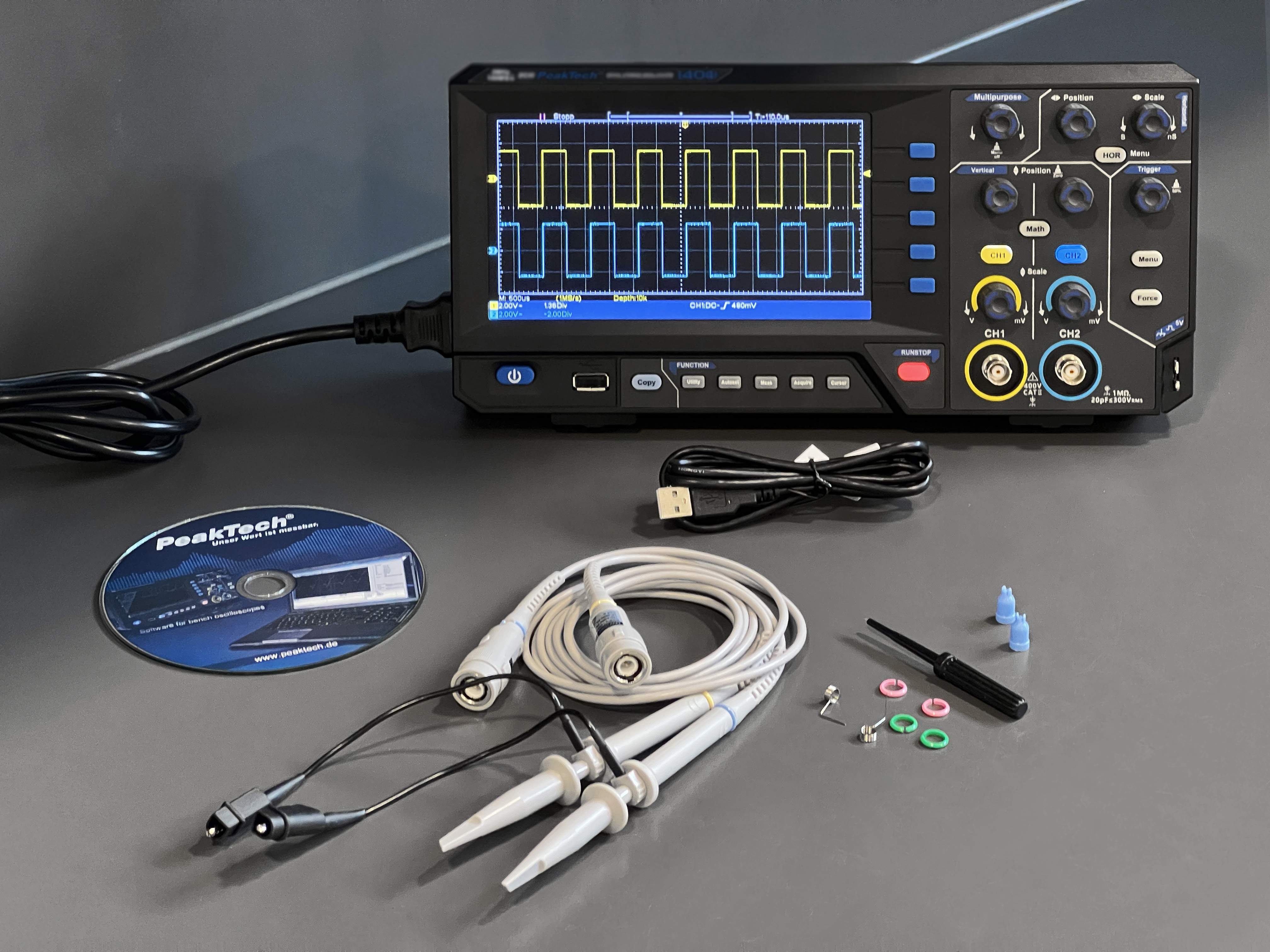 «PeakTech® P 1403» 50 MHz / 2CH, 500MS/s Digital storage oscilloscope