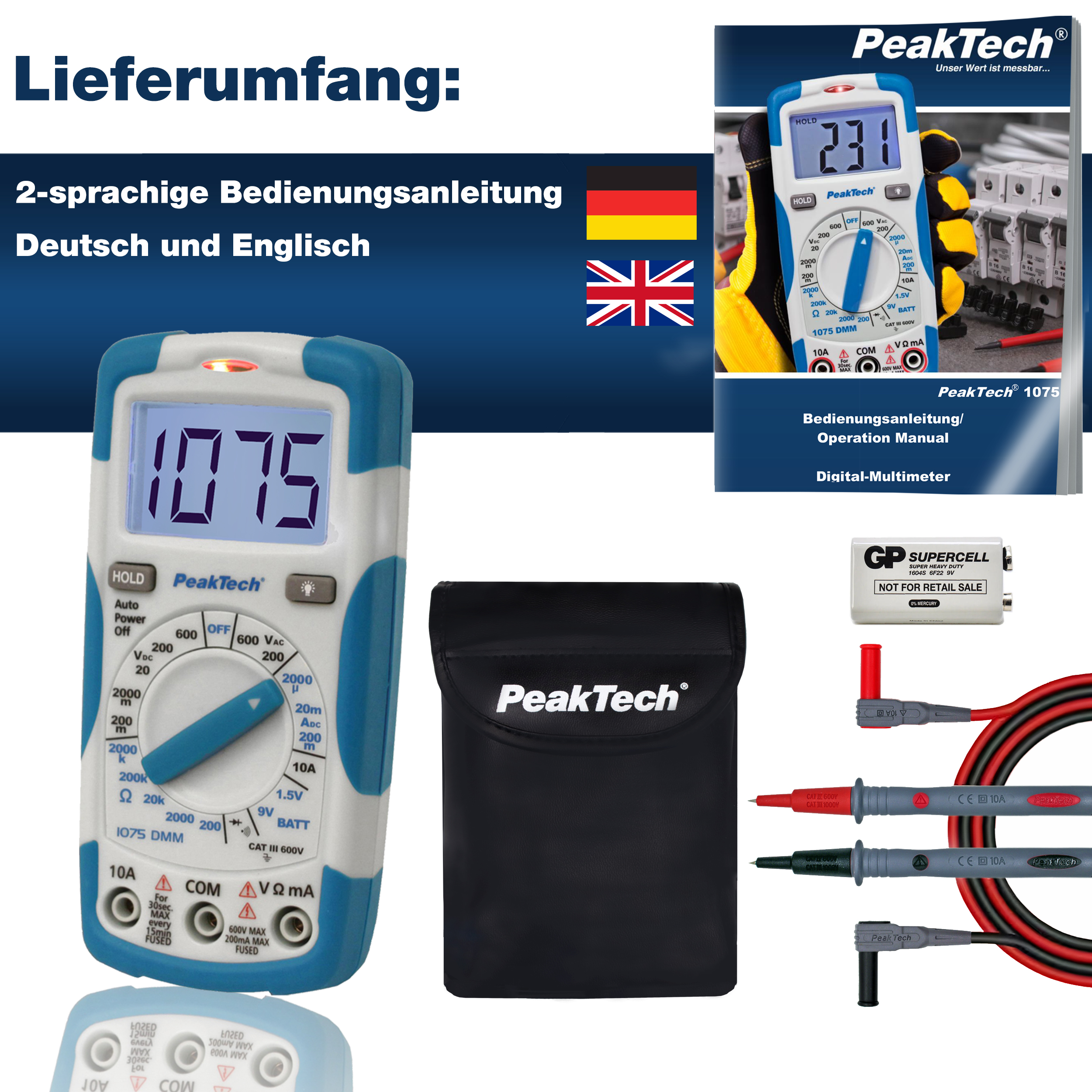 «PeakTech® P 1075» Multimètre numérique AC / DC