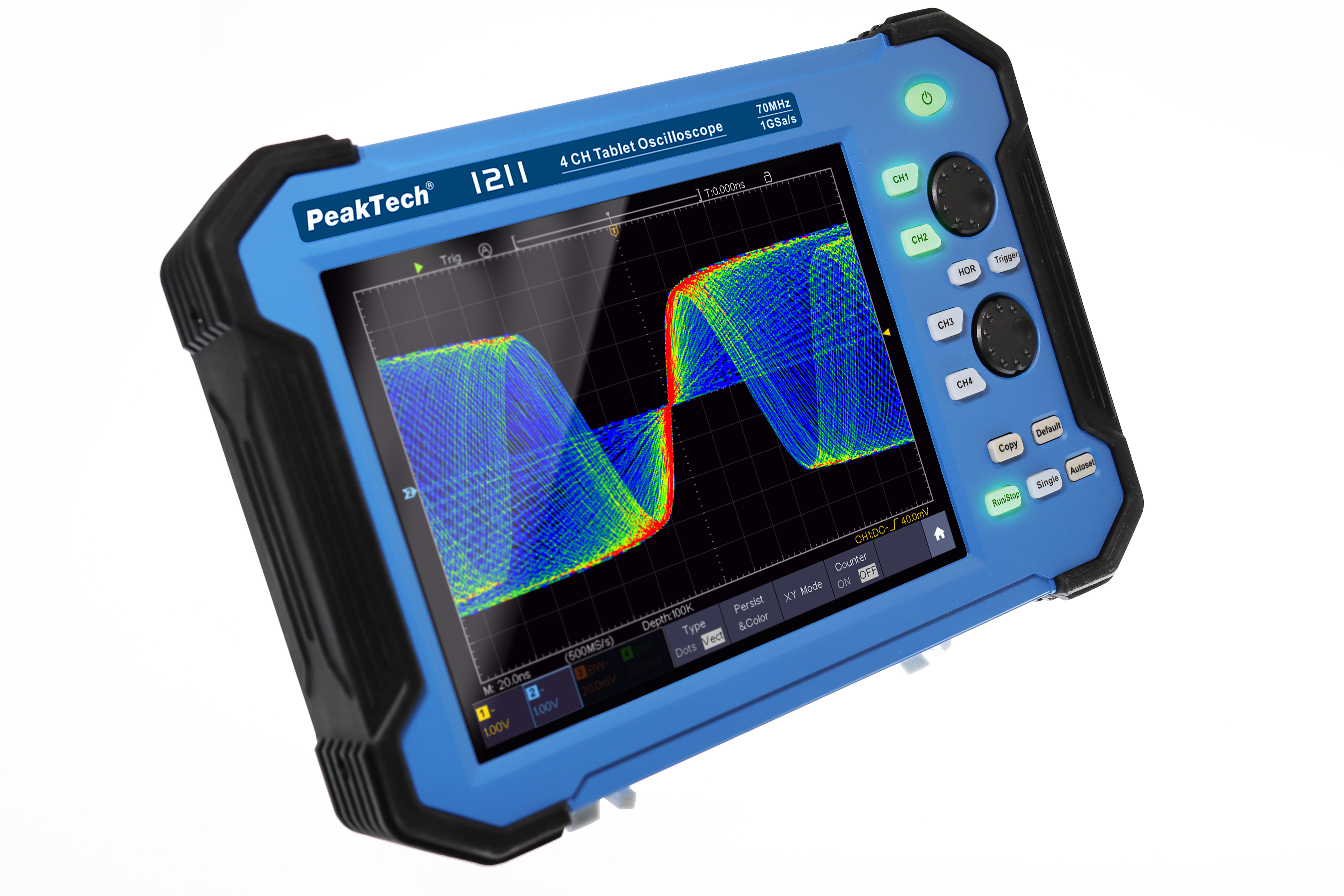 «PeakTech® P 1211» Oscilloscope à tablette 70 MHz / 4 CH, 1 GS/s