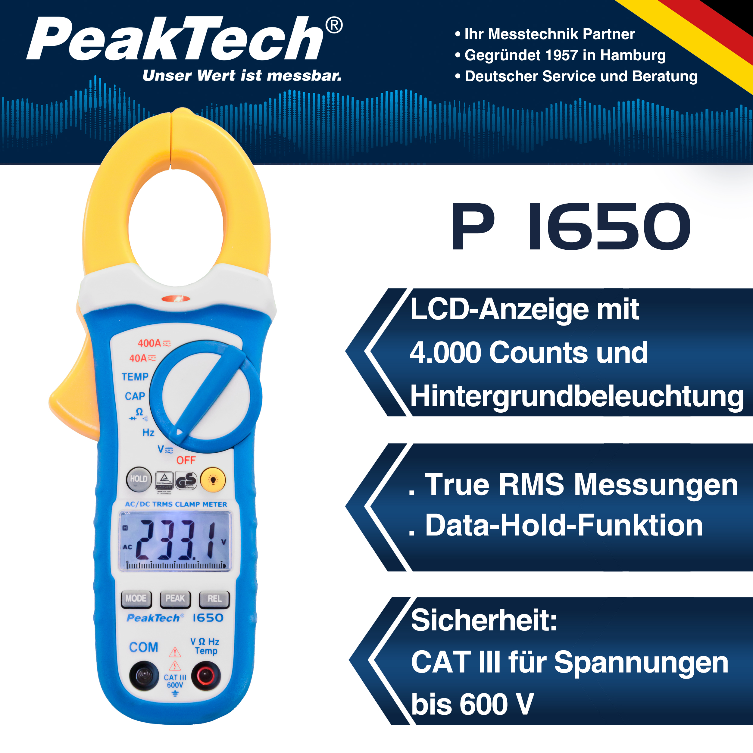 «PeakTech® P 1650» Pince multimètre TrueRMS
