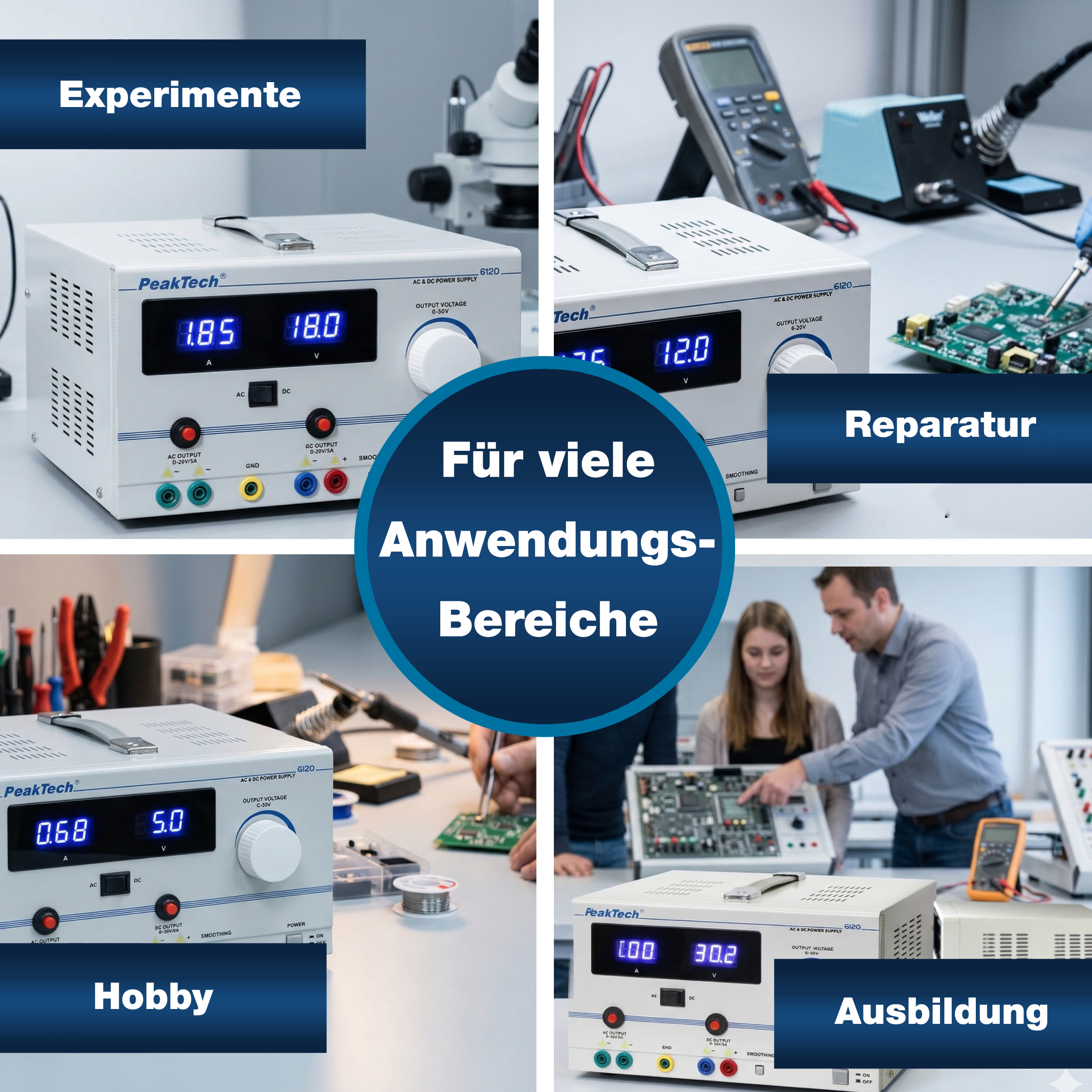 «PeakTech® P 6120» AC/DC Labornetzgerät 0 - 30 V/5 A