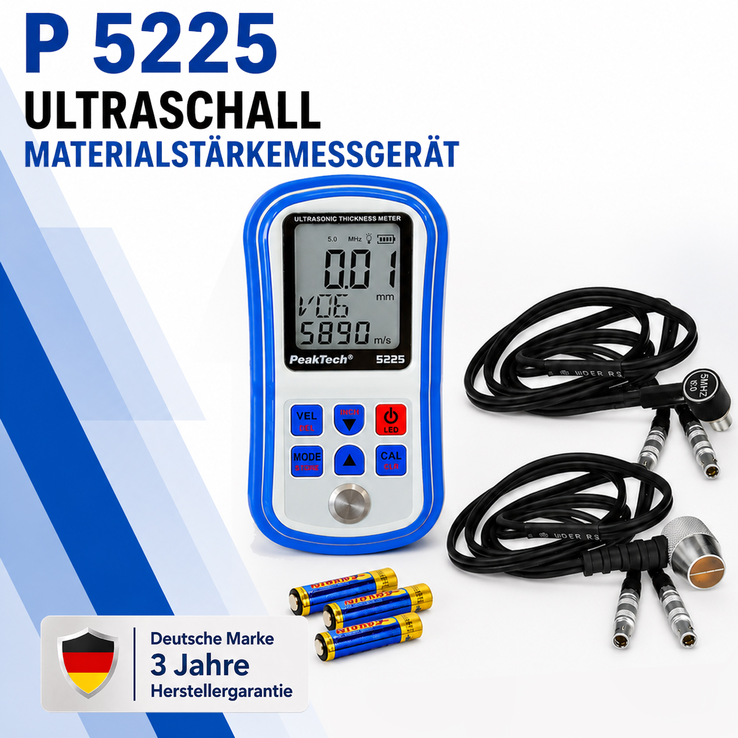 «PeakTech® P 5225» Ultrasonic Material Thickness Meter