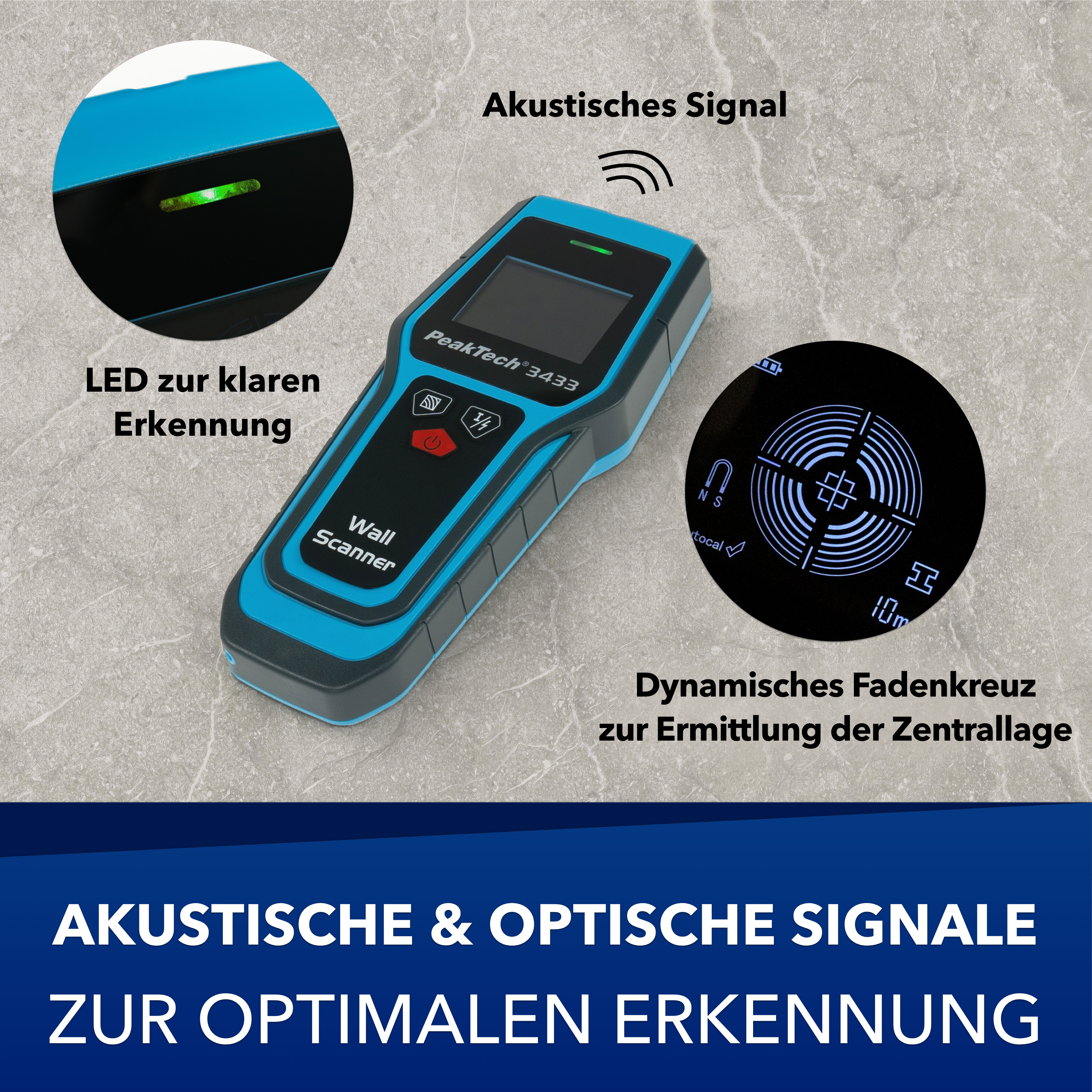 «PeakTech® P 3433» Escáner de pared digital