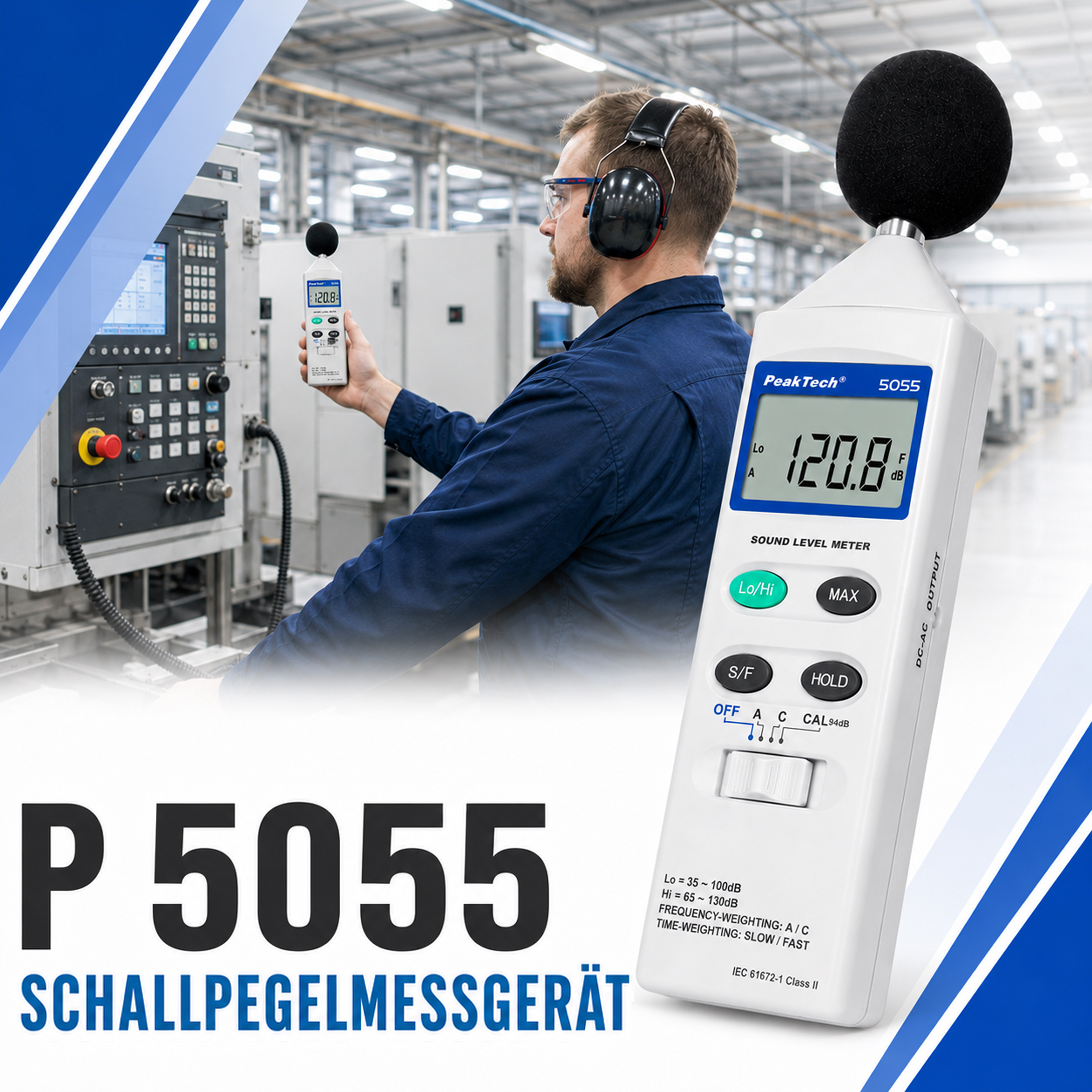 «PeakTech® P 5055» Digital Sound Level Meter, 3 1/2-digit