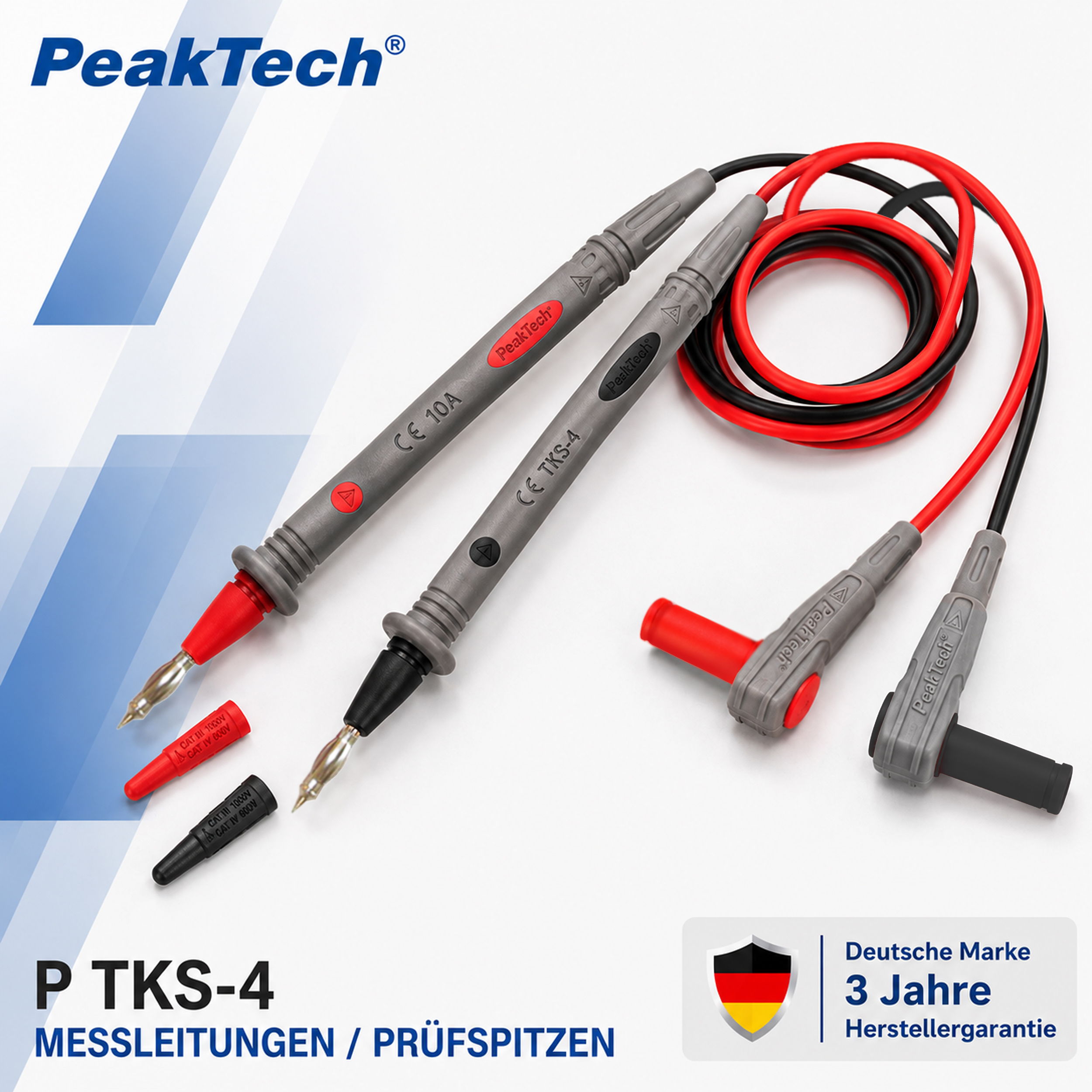«PeakTech® TKS-4» Conduttori di test con punta della sonda da 4 mm