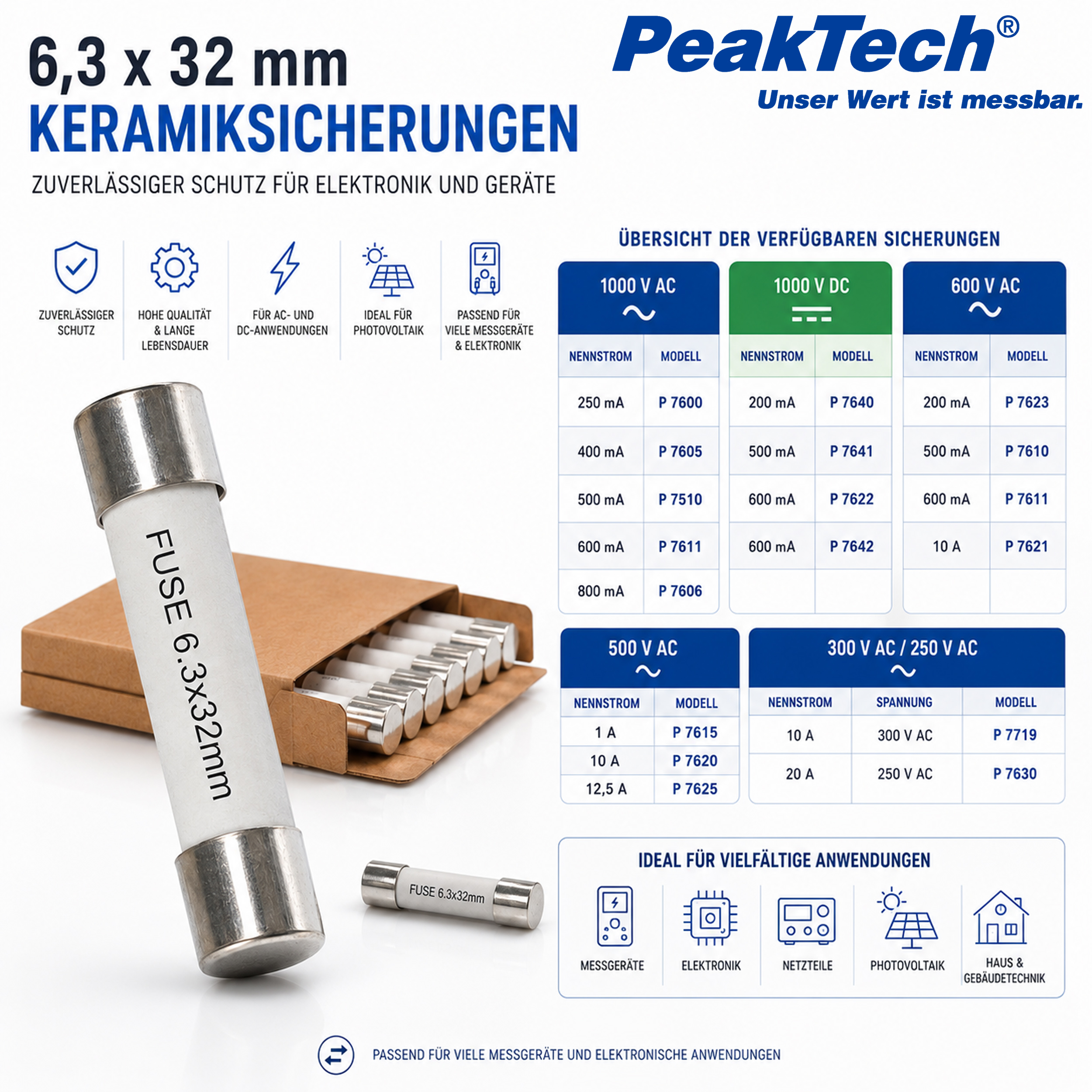 «PeakTech® P 7605» microfuse ~ 0.4 A / 1000 V ~ 6.3 x 32 mm ~ super fast acting (FF)