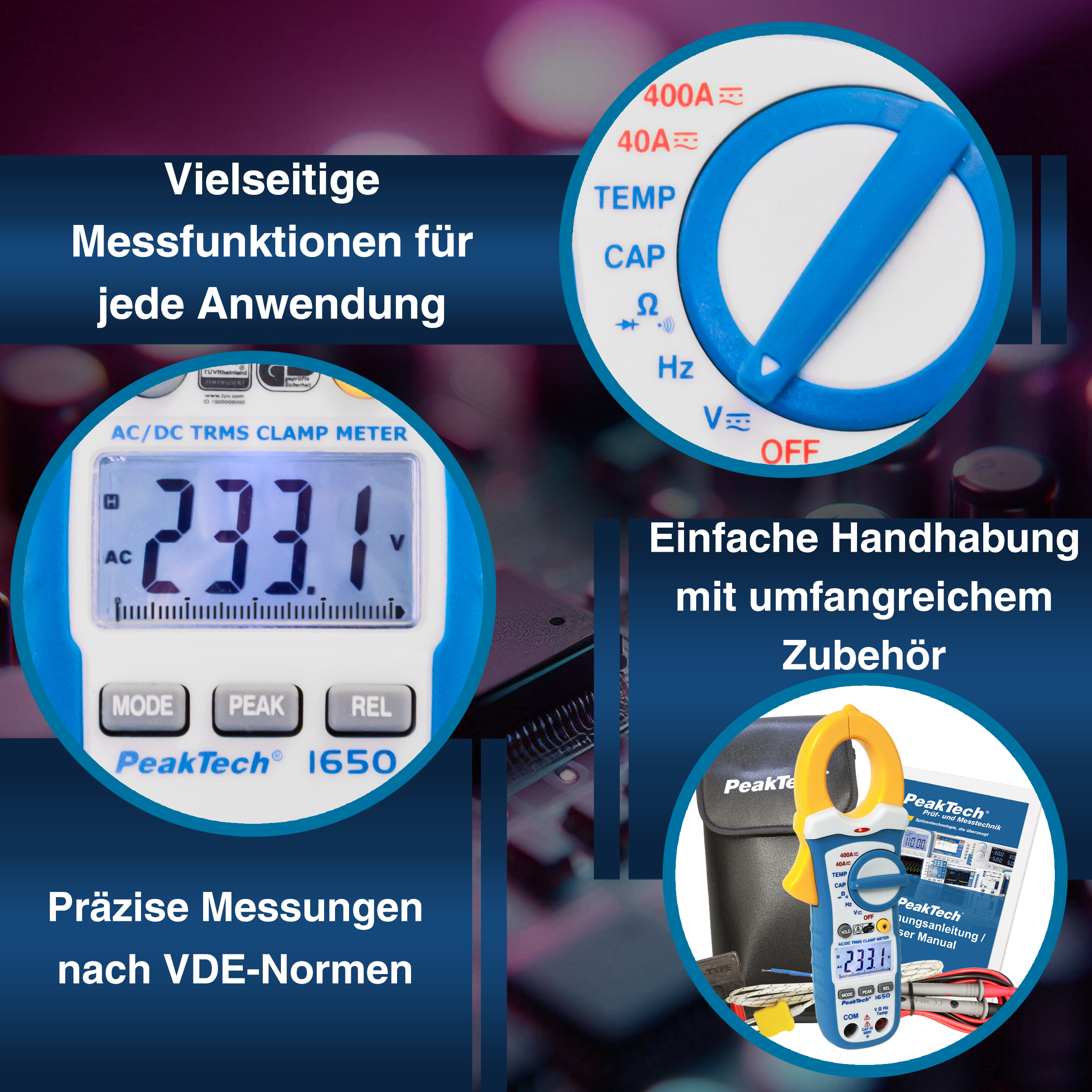 «PeakTech® P 1650» Pince multimètre TrueRMS