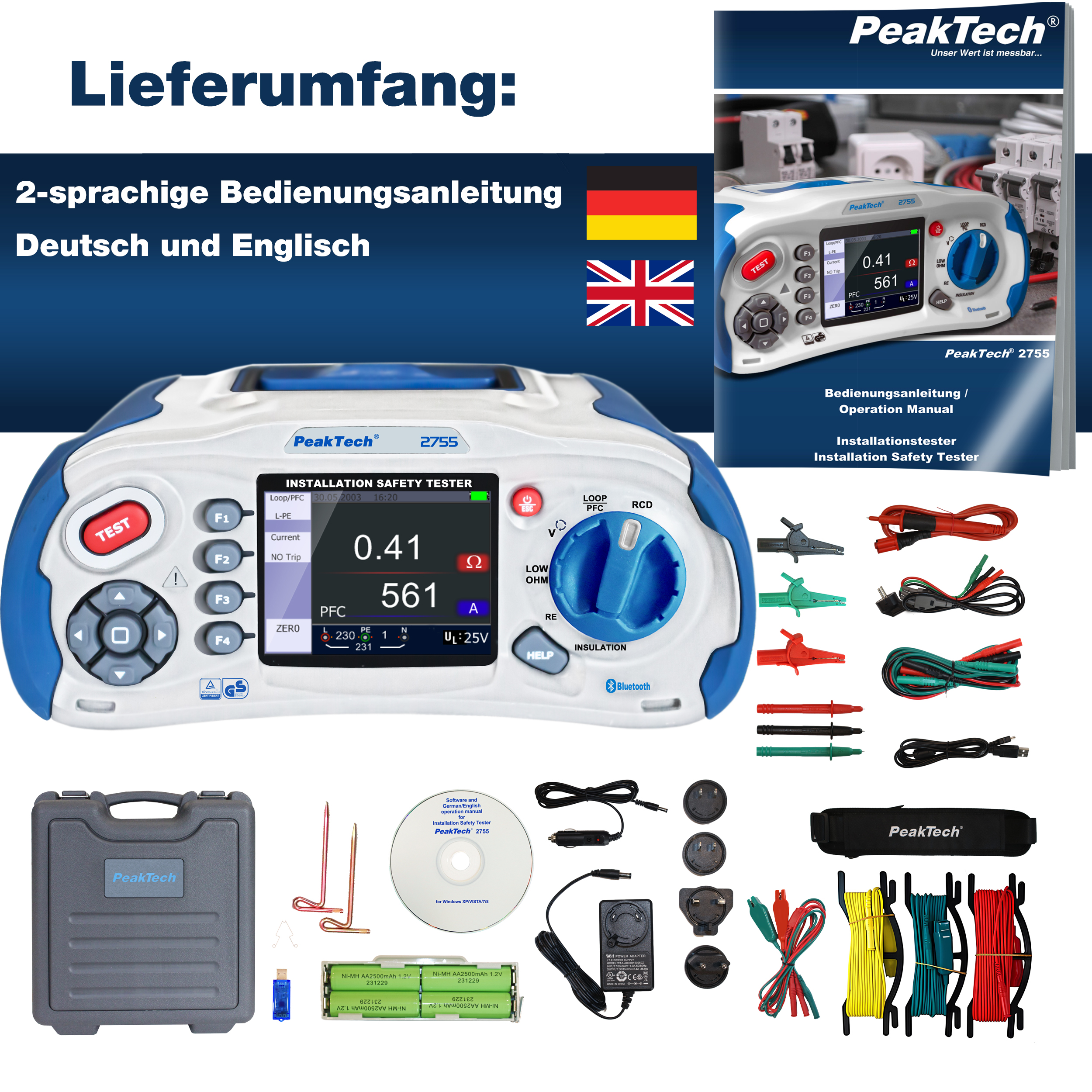 «PeakTech® P 2755» Tester di sicurezza per l'installazione