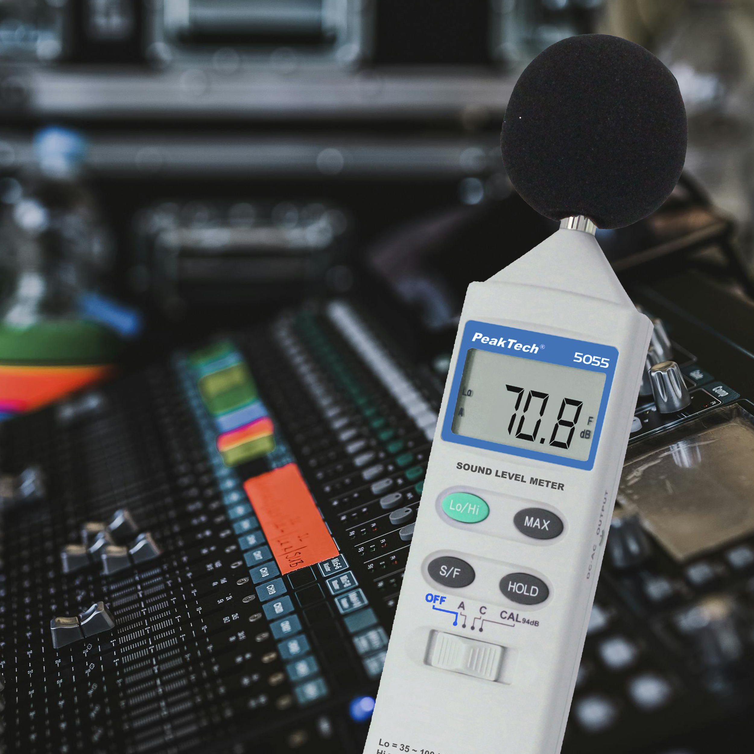 «PeakTech® P 5055» Cyfrowy miernik poziomu dźwięku, 3 1/2 cyfry