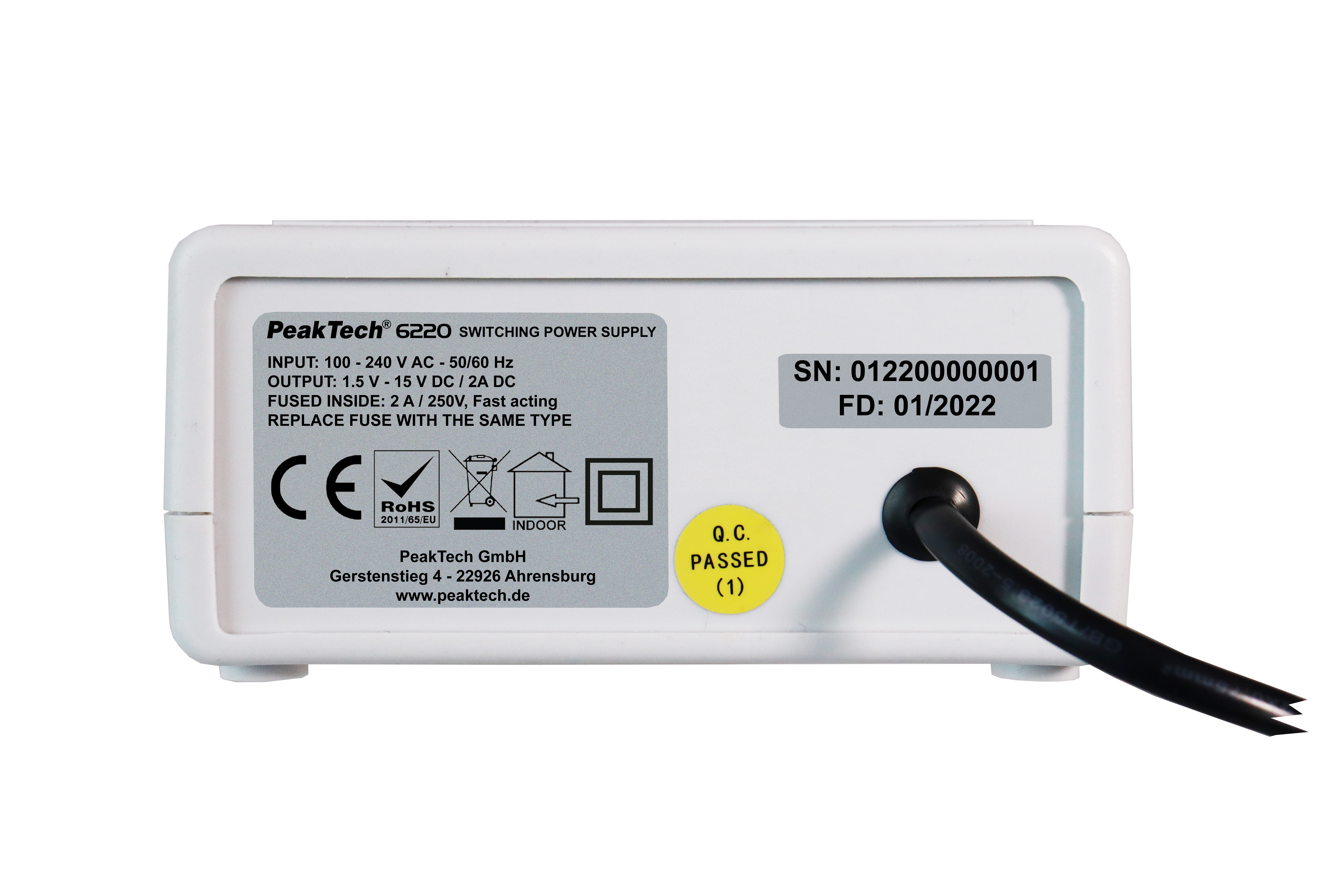 «PeakTech® P 6220» Miniature power supply, 1.5 - 15 V / 2 A DC