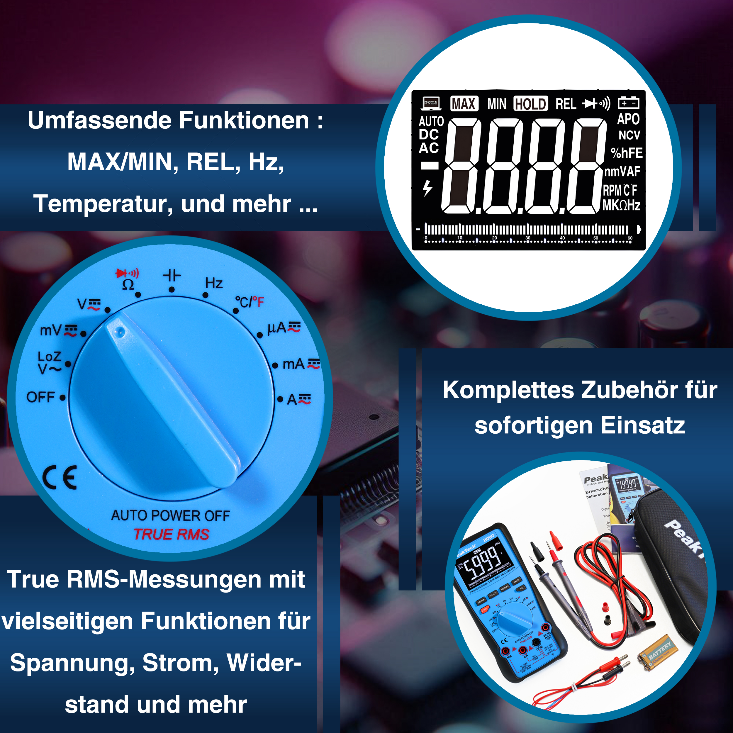 «PeakTech® P 2030» True RMS 1000V Digital Multimeter 6000 Counts