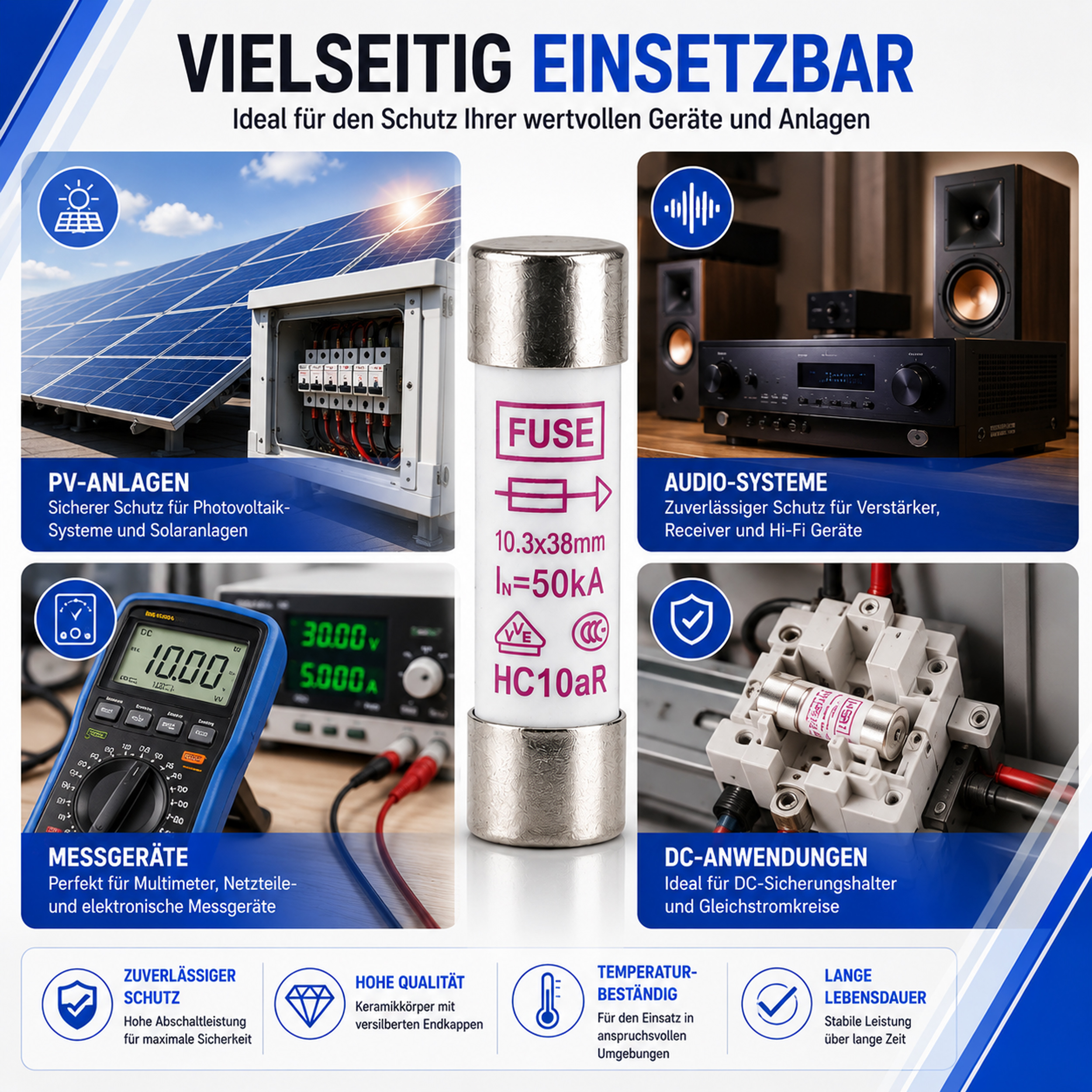 «PeakTech® P 7530» microfuse ~ 10 A / 1000 V ~ 10.3 x 38 mm ~ super fast acting (FF)