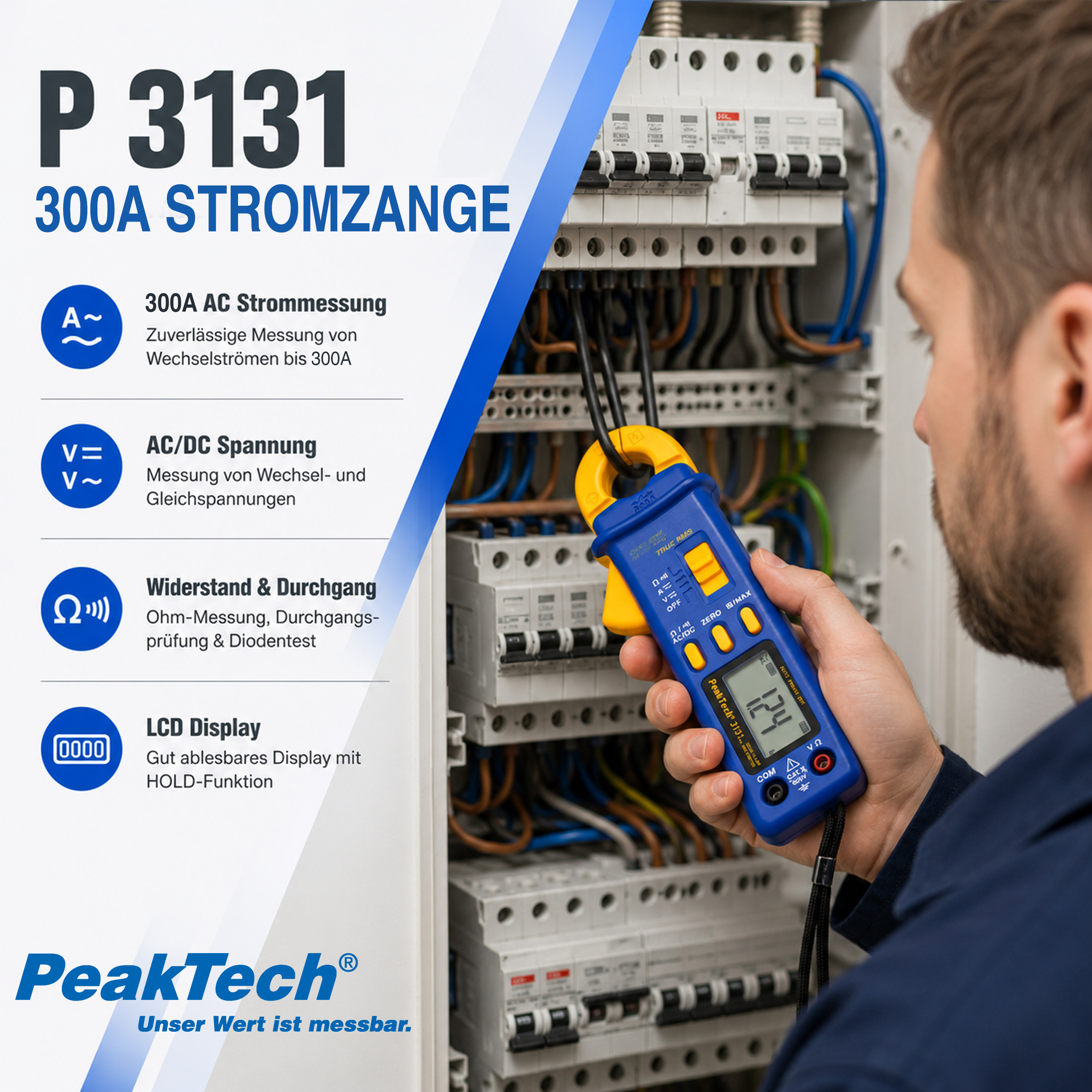 «PeakTech® P 3131» True RMS clamp meter, 4,000 counts