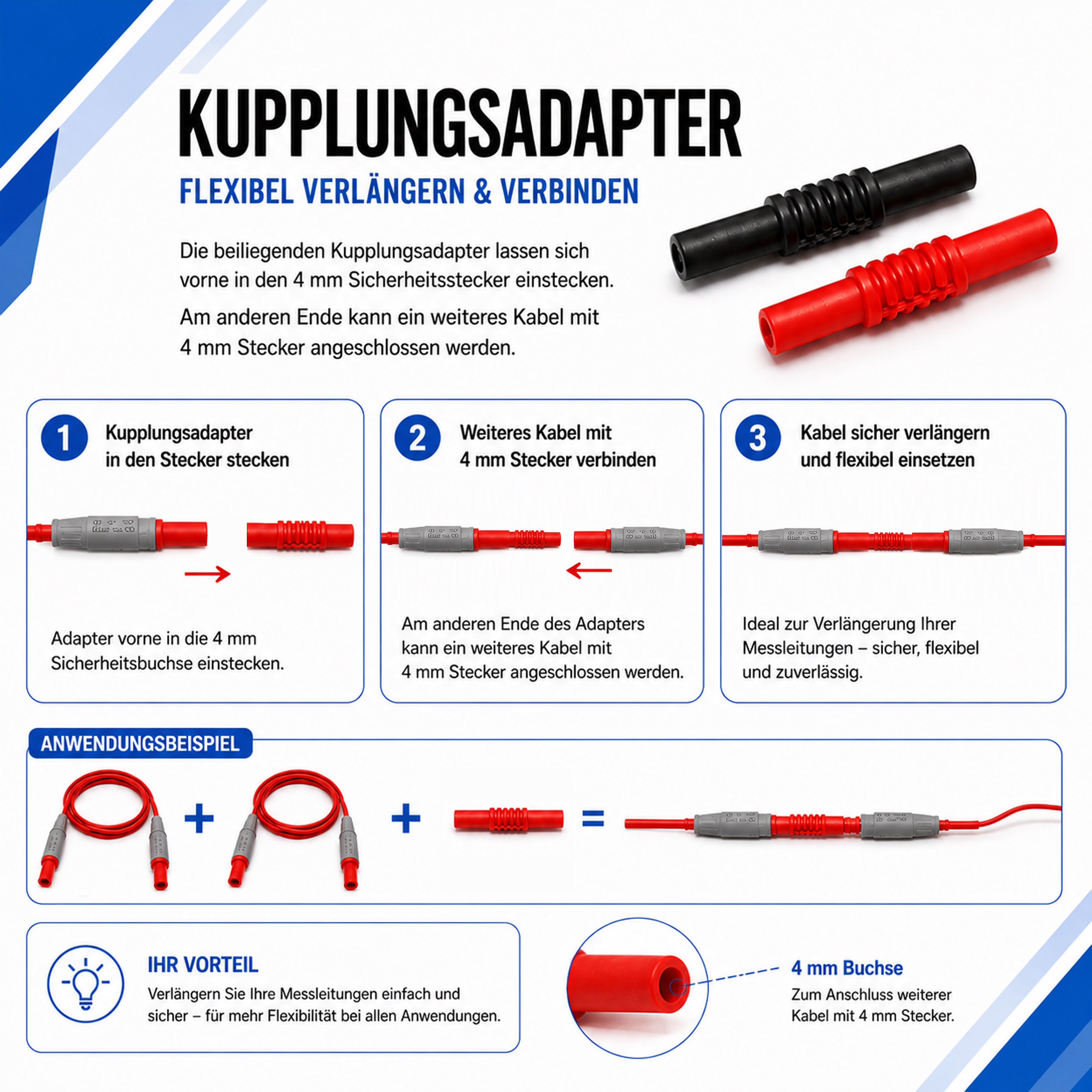 «PeakTech® P 7005» Test Leads for Digital Multimeter with extension
